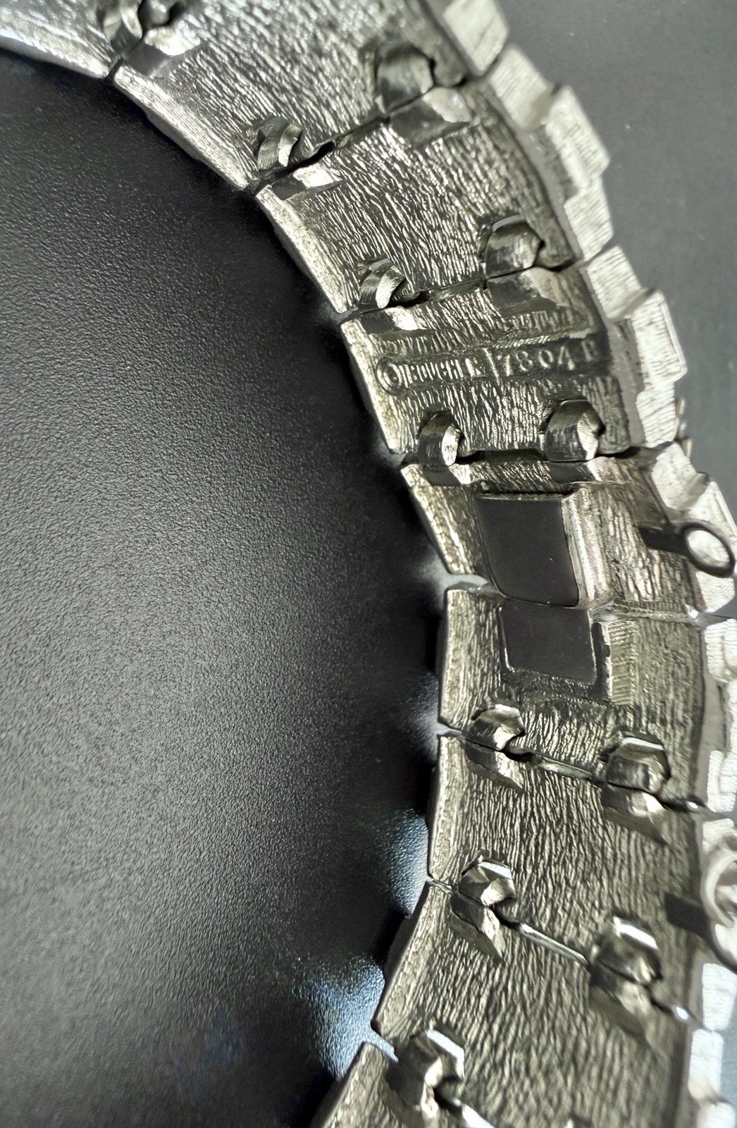 BOUCHER Signed 7804B Silver Hexagon Link Wide Gate Panel Bracelet Safety Chain 7