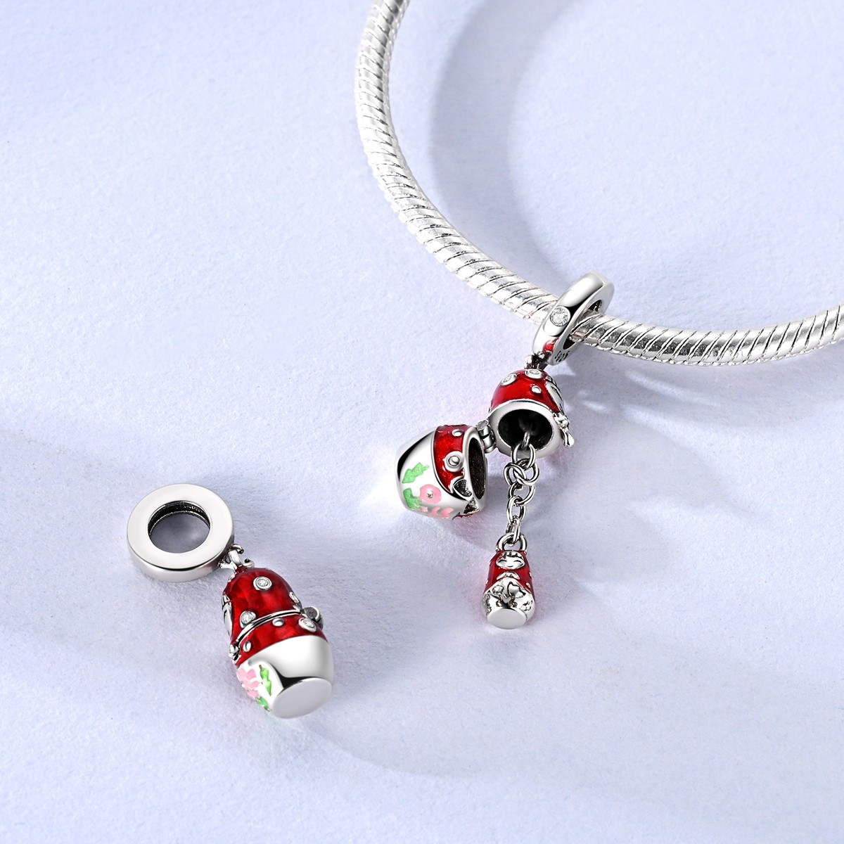 MULA 925 Sterling Silver DIY Charm Cleart AAA CZ Doll Pendant for Women Bracelet