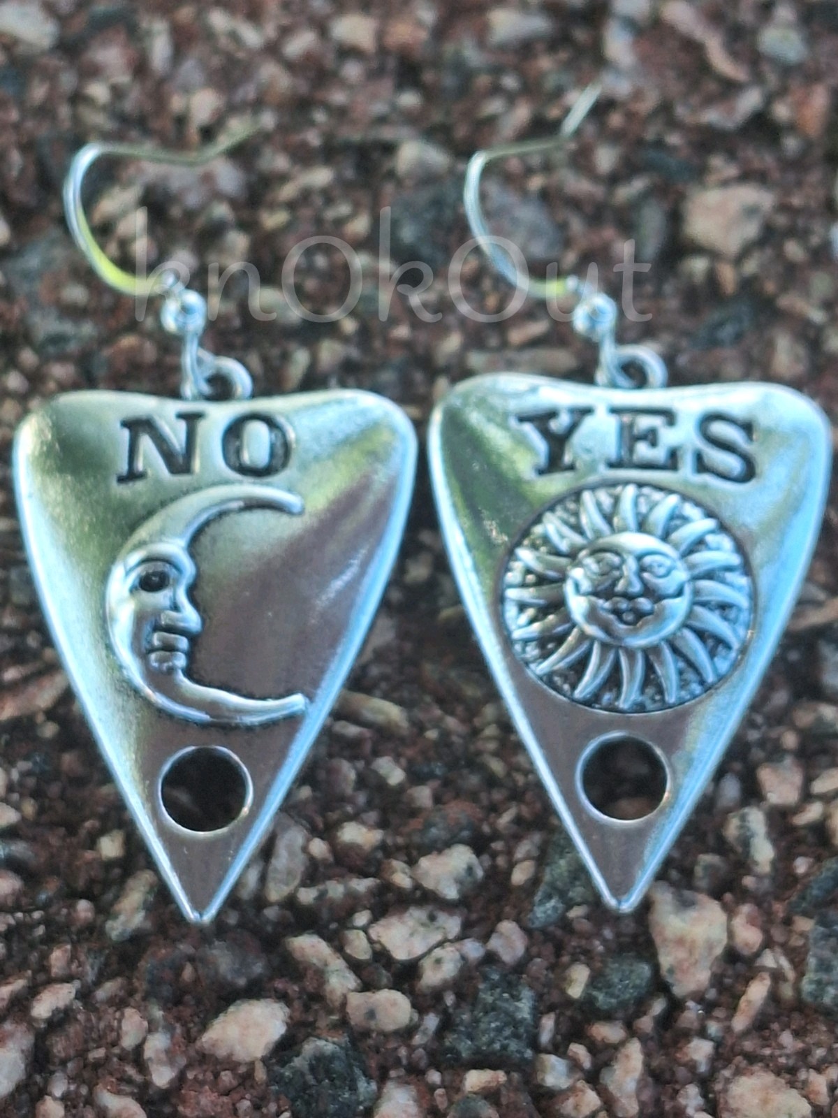 Yes No /Sun Moon Silver Tone Dangle Earrings – Mystical Jewelry