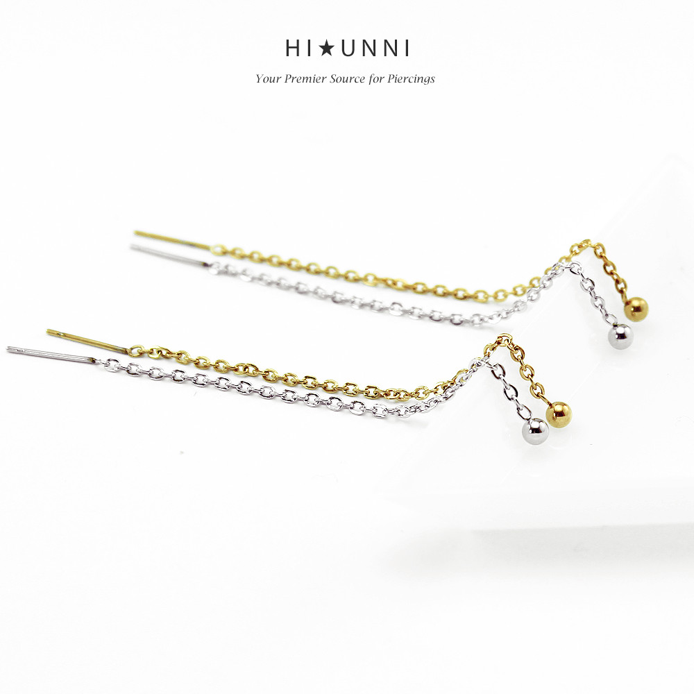 18g Chained threader earrings long chain earrings stainless steel sold as a pair