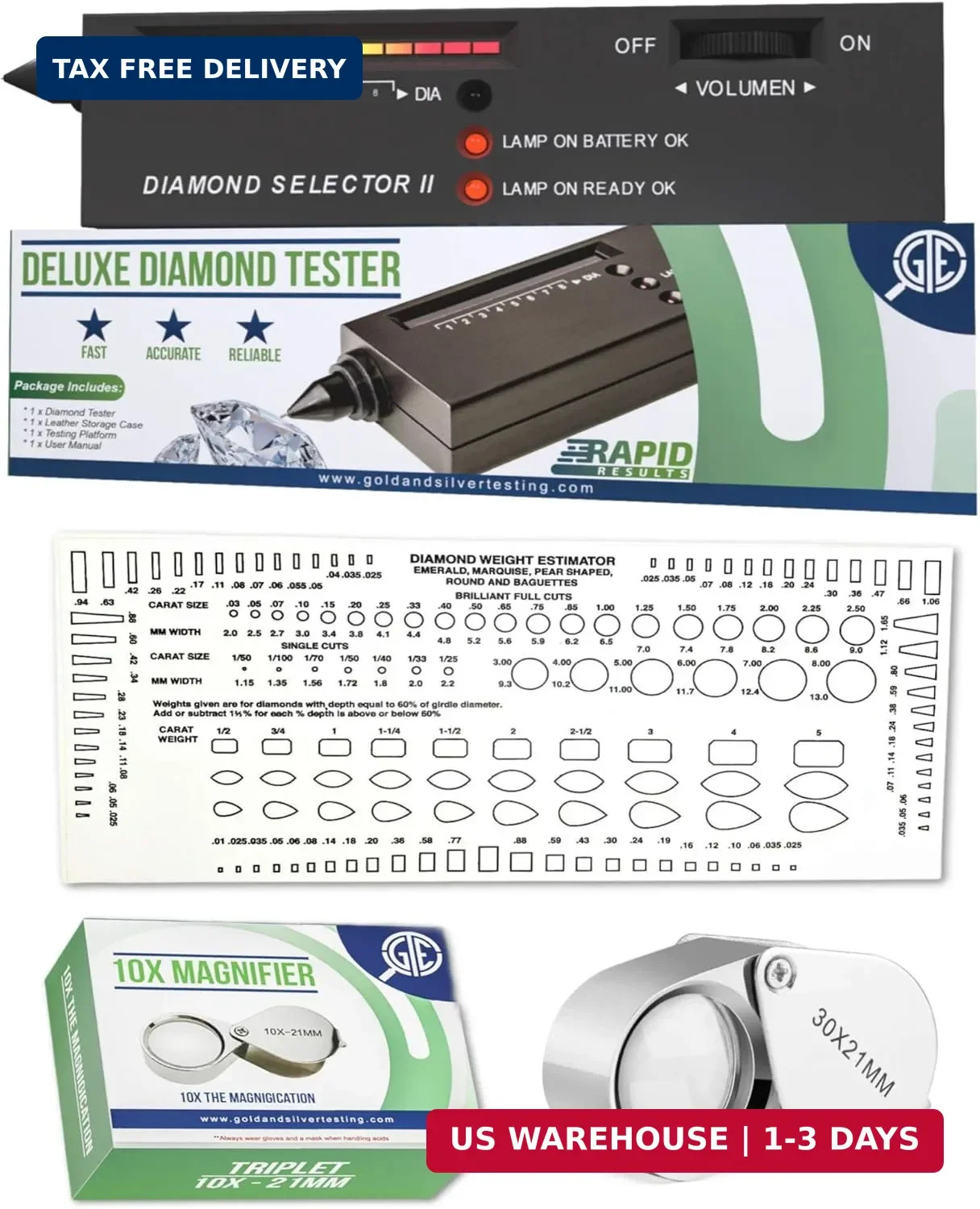 Purity Testing Kit for Diamonds Gemstones Moissanites Gold Silver and Platinum J