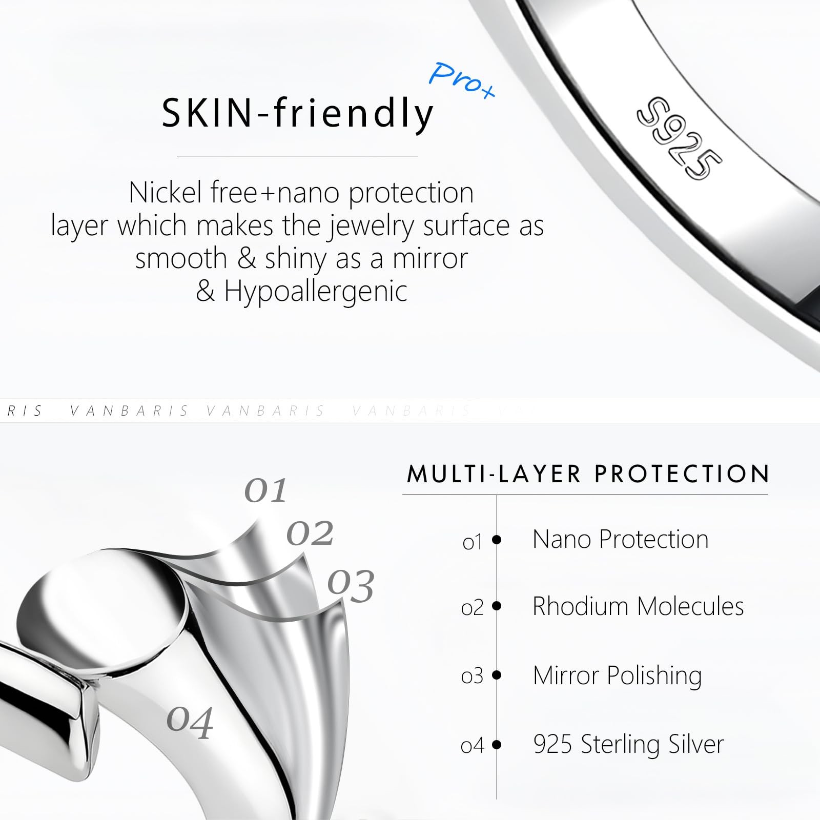 VANBARIS Sterling Silver Necklace Extenders for Women Silver Chain Extension …