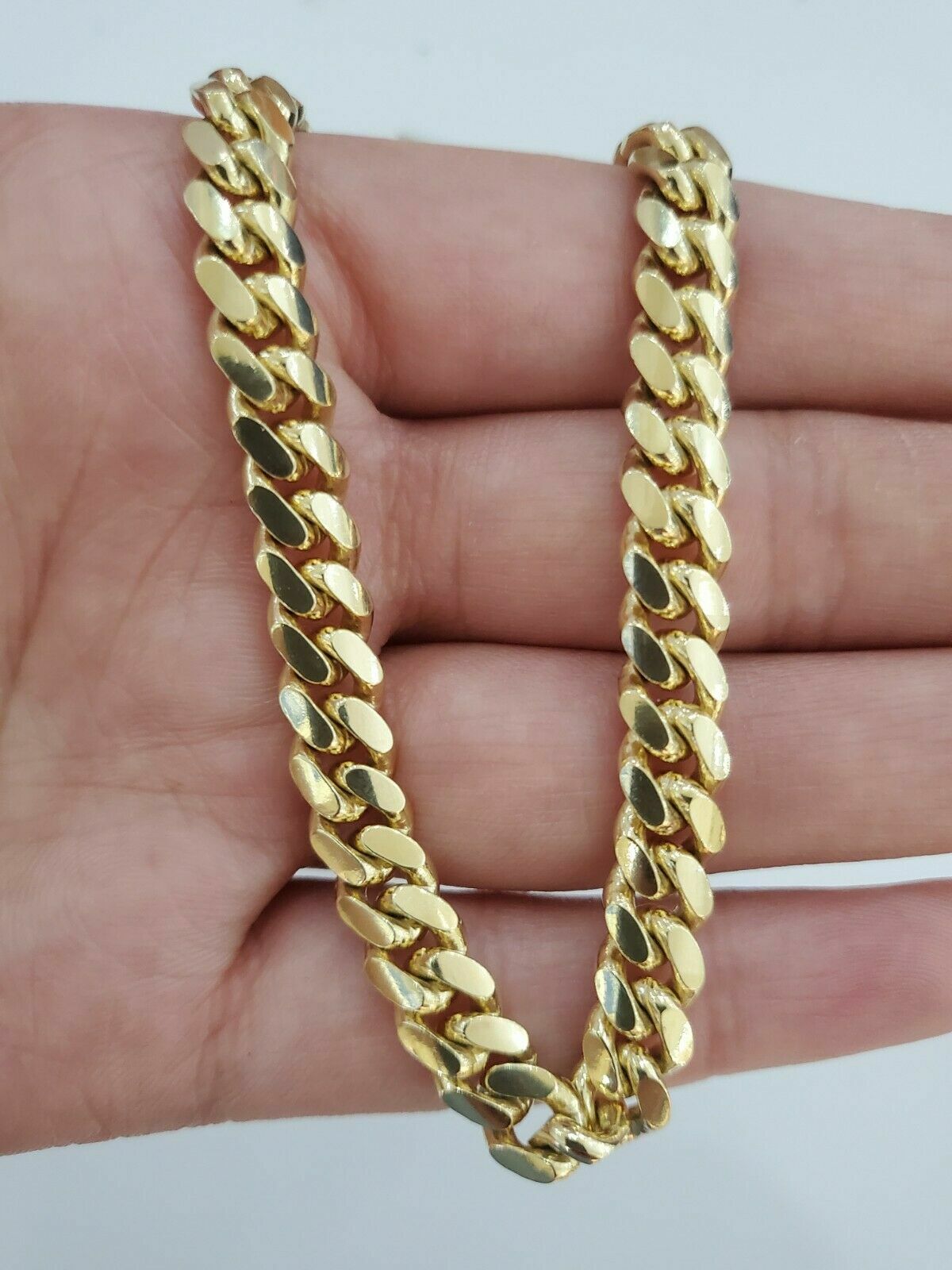 Real 10k Solid Gold Cuban Link Necklace 7mm Box Clasp Men 20 22 24 26 28 30 Inch