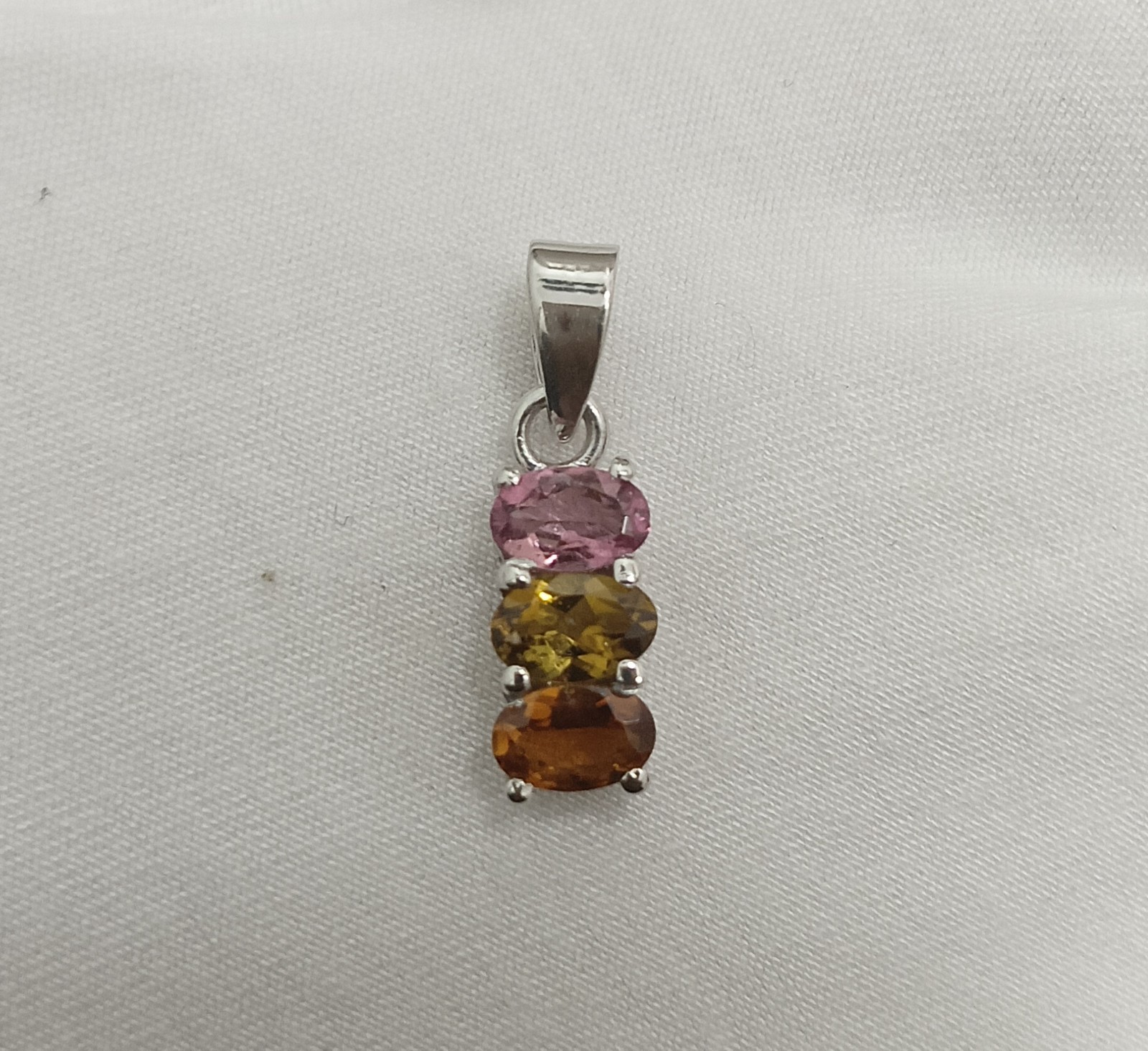 925 Sterling Silver Natural Multi Tourmaline Gemstone Woman Pendant NA-399