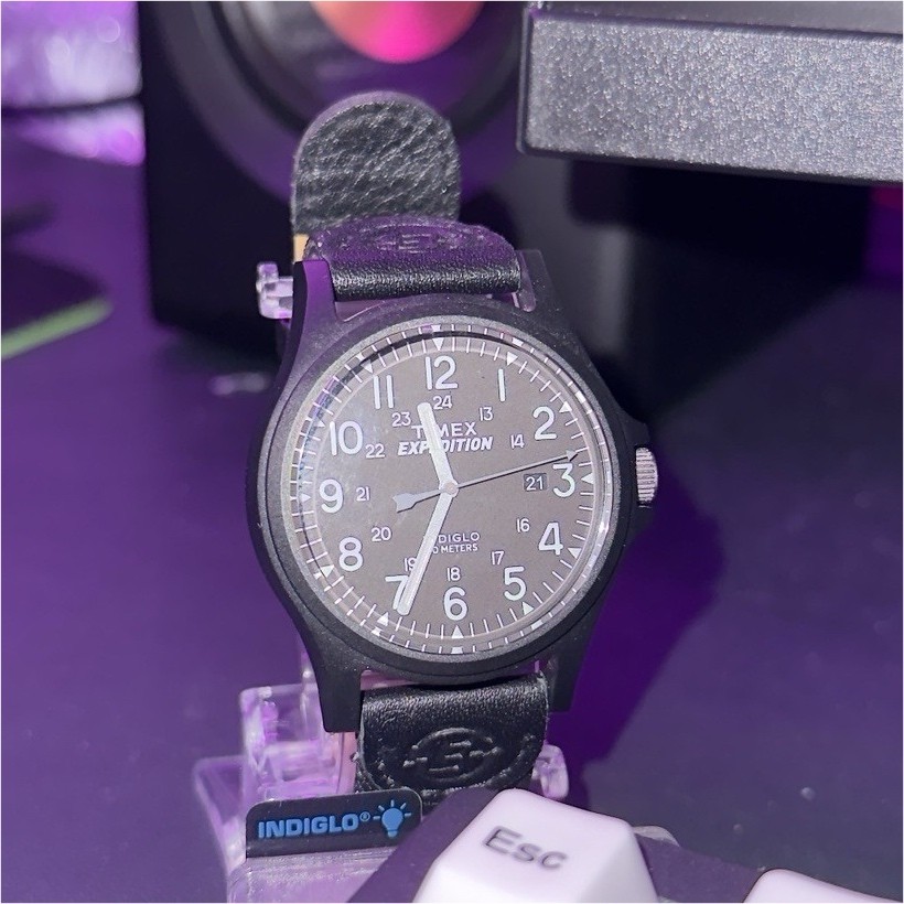 Timex Expedition Acadia TW4B08100 Black dial, Black seconds hand, Nylon, Leather