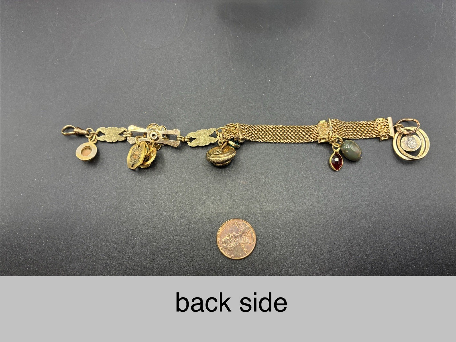 Custom Vintage Gold Filled Pocket Watch & Mesh Chain Bracelet w Charms & Regalia