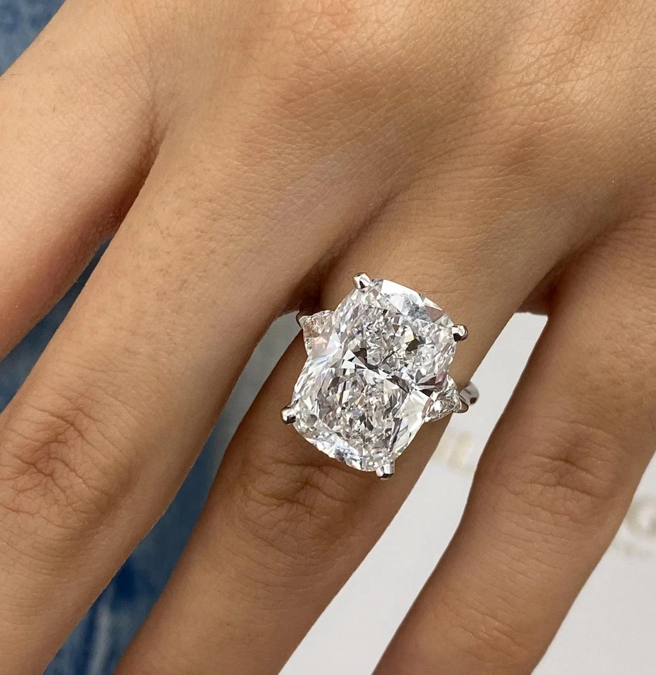 RARE 10.00 Ct Certified Cushion Diamond Solitaire Ring 925 Silver Great Shine