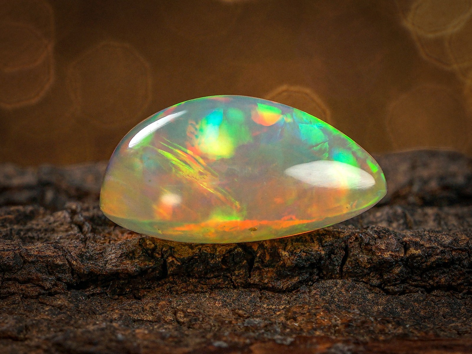 4.40 Carat Ethiopian Fire Opal Cabochon 14x10x6 MM Pear Shape Welo Fire Opal