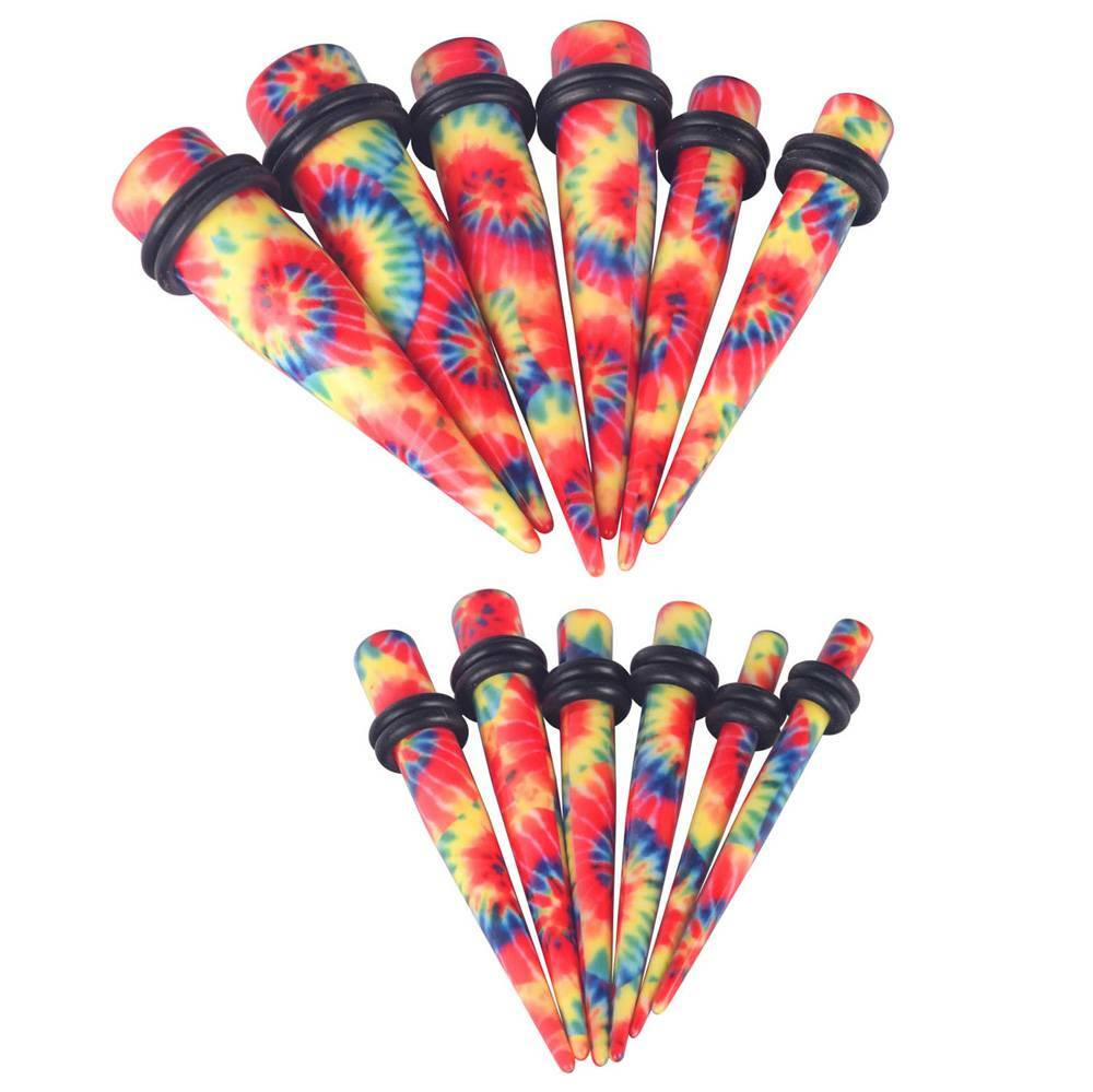 12/14/18PCS Acrylic Taper Stretching Kit Ear Gauge Plugs 14G-20MM Multicolor Set