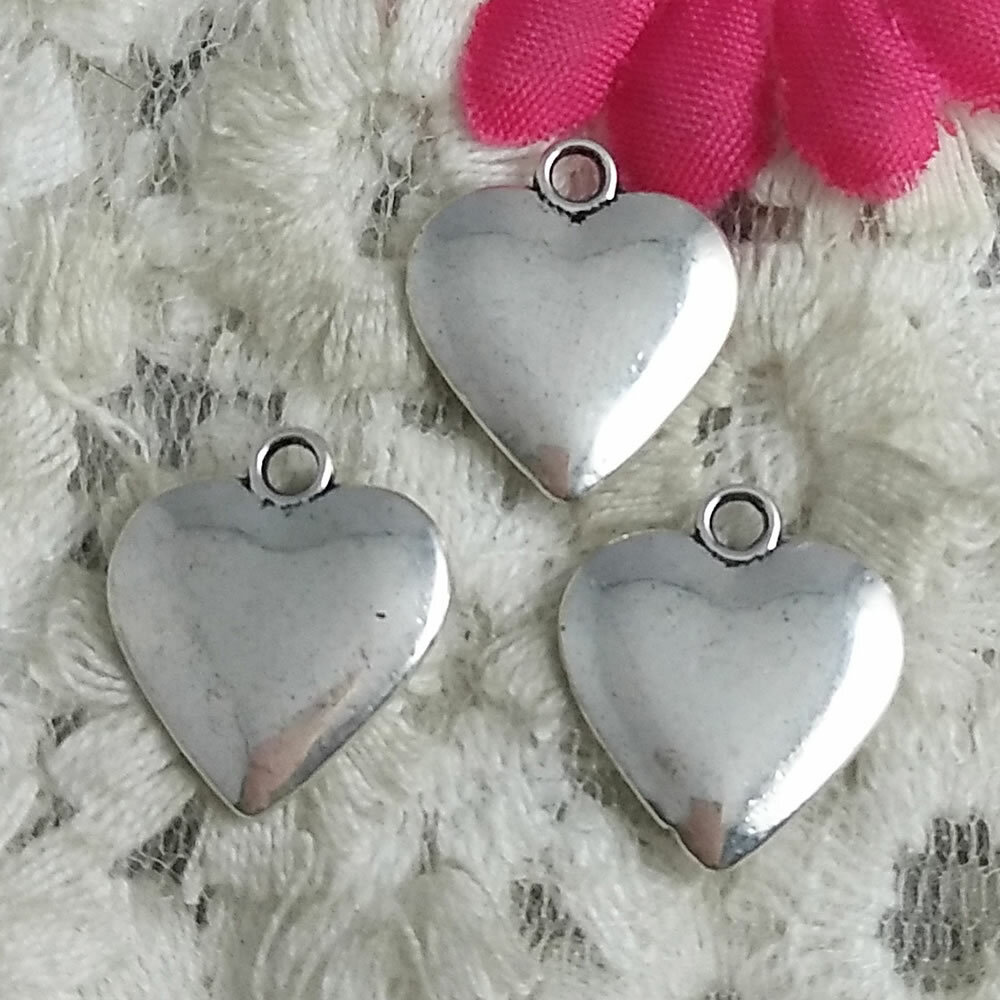 Free Ship 50 Pcs Antique Silver Heart Charms 16X14MM H-2632