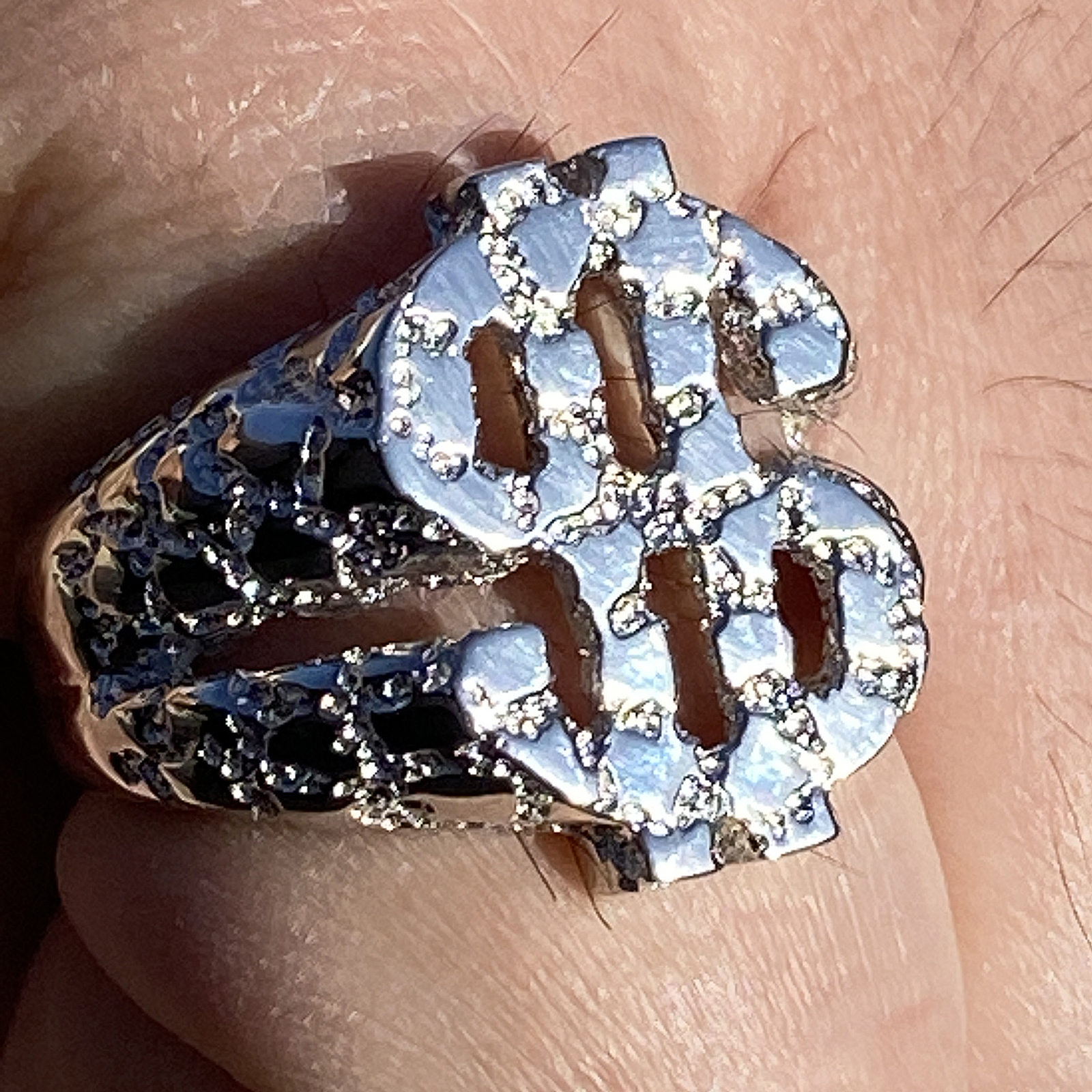Mens Solid 925 Sterling Silver $ Dollar Sign Symbol Plain Nugget Ring Pinky 7-13