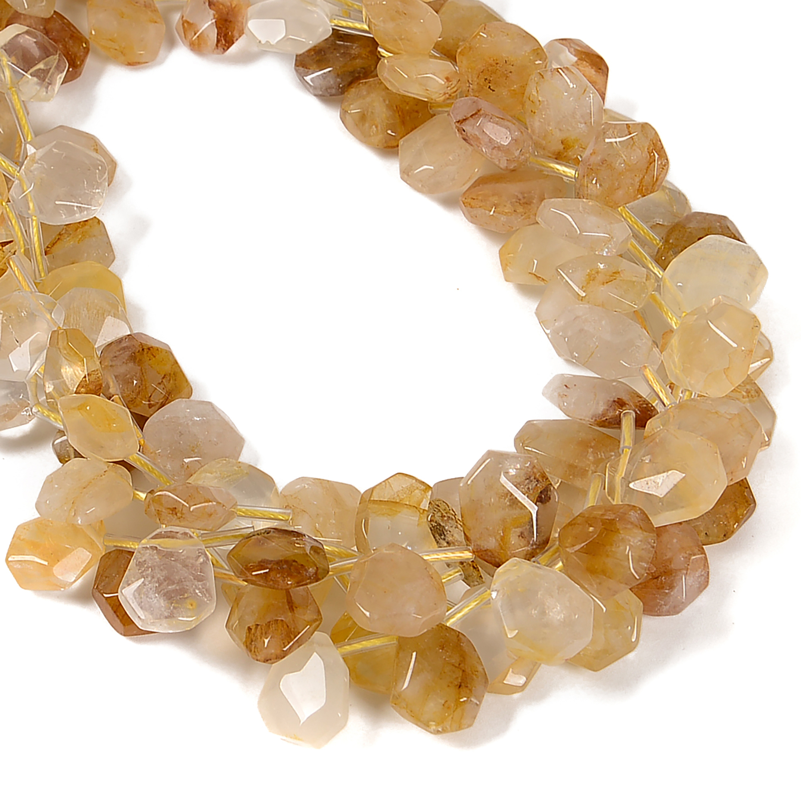 Golden Healer Quartz Faceted Trapezoid Shape Beads 10x12mm-12x15mm 15.5” Strand