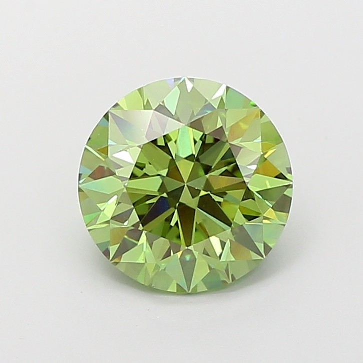 Engagement Ring 3.01 Ct Round Shape Fancy Vivid Green Lab Diamond VS1 IGI Certi