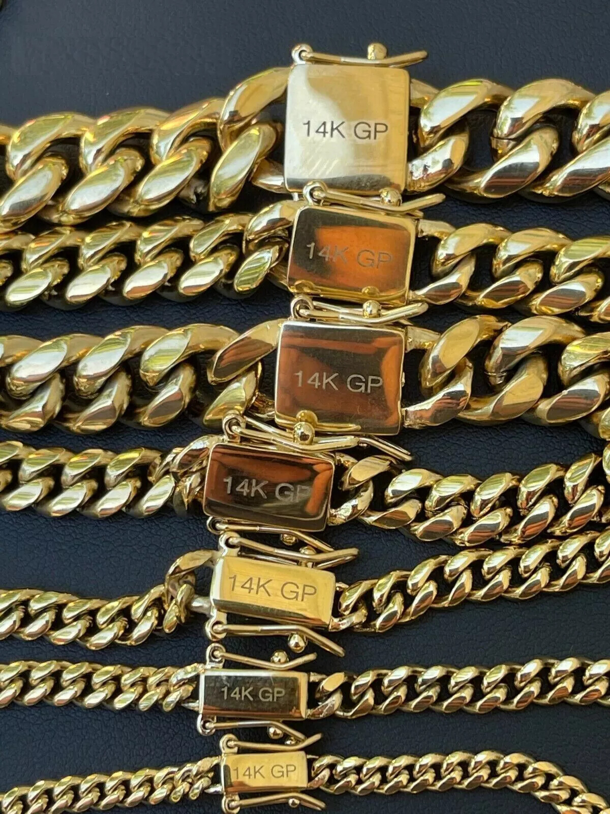 Miami Cuban Link Bracelet 14k Yellow Gold Plated Stainless Steel 4-18mm