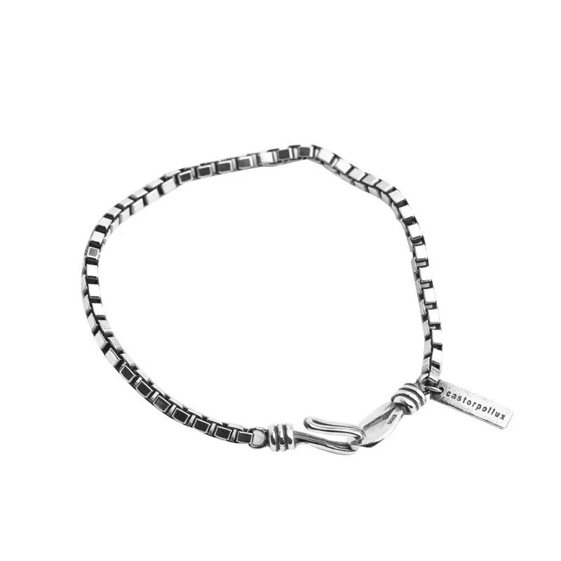 Vintage Thick Box Chain Bracelets Women 925 Sterling Silver Jewelry Gift 7 in nw