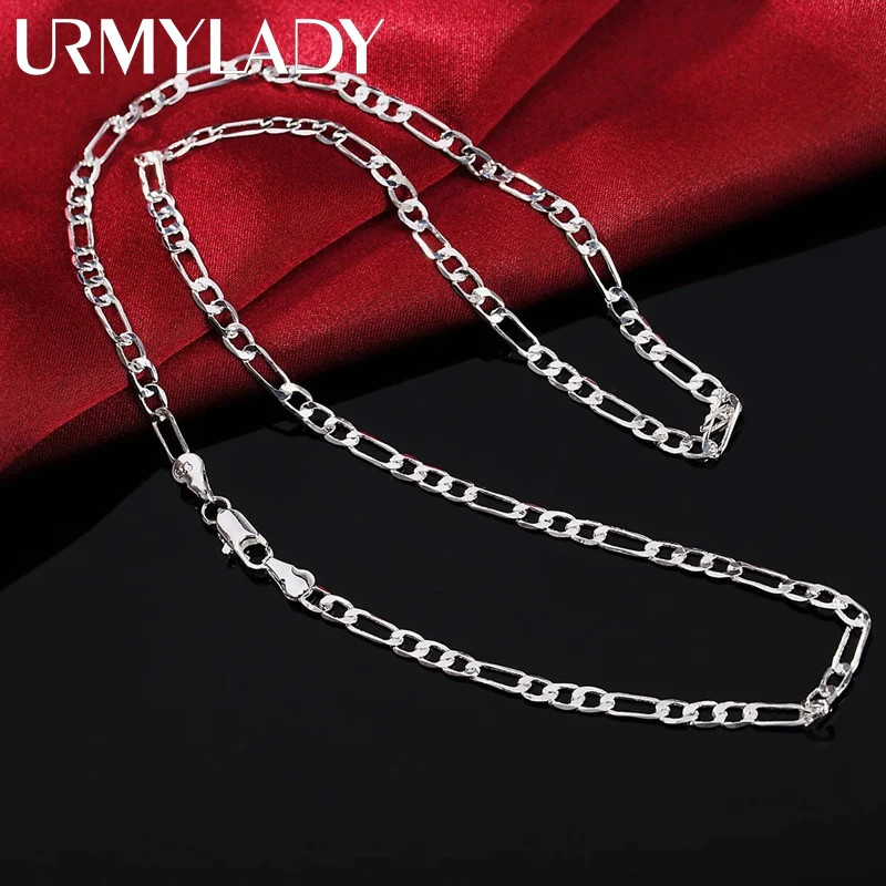 40-75cm 925 Sterling Silver 16-30″” Fine 4MM Chain Necklaces