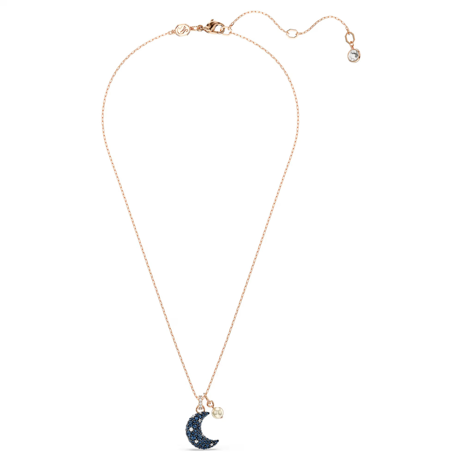 Sublima Multicolored Rose Gold Tone Plated Pendant Moon Crystal Pearl New