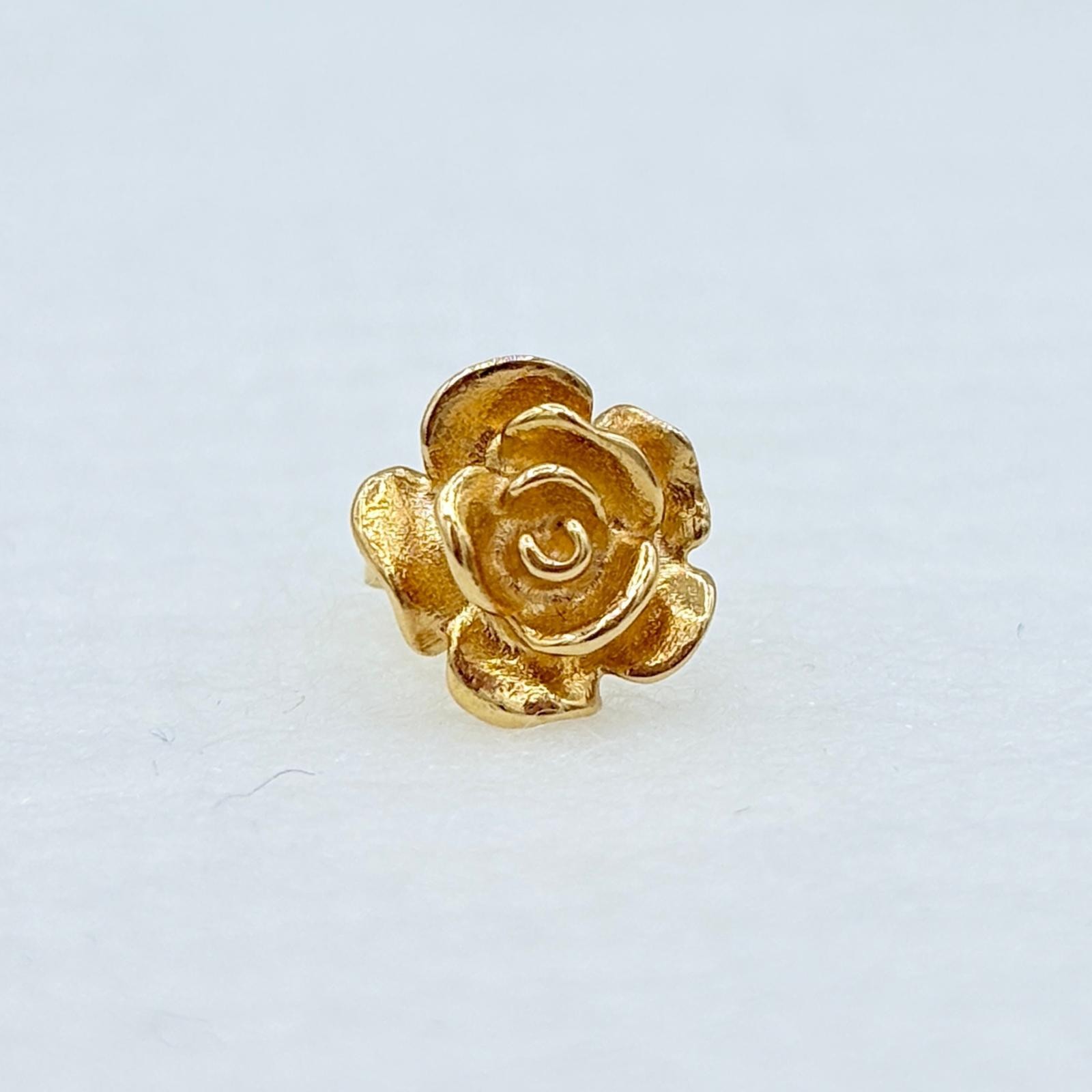 Rose Flower Studs 14K Yellow Gold with Butterfly Backs Everyday Earrings