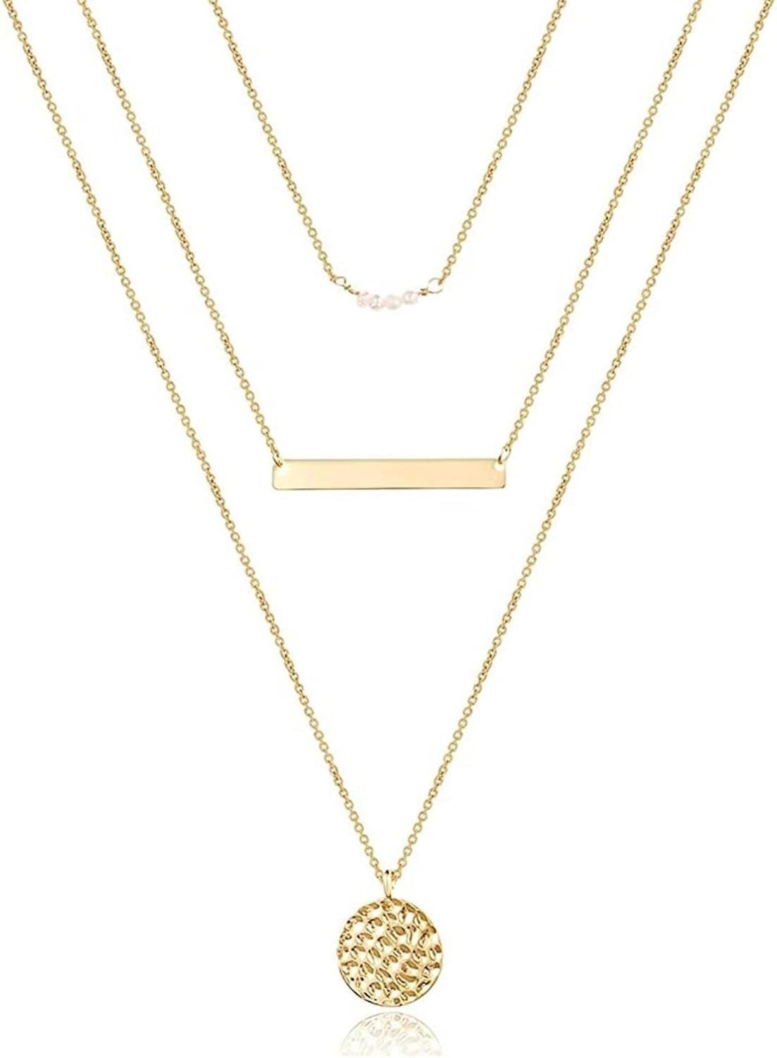 Layered Necklaces for Women Dainty Gold Necklace 14K Gold Plated | Herringbone N