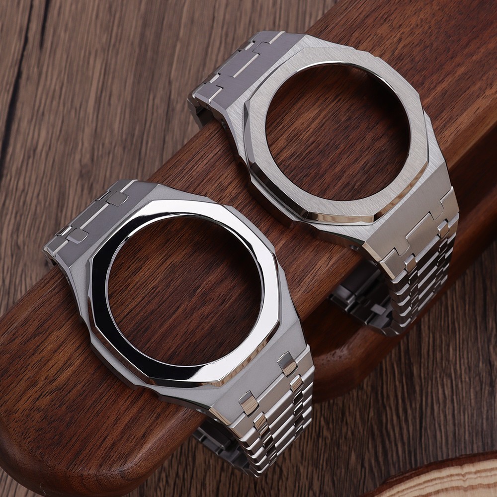 44.3mm Watch Case Strap Modify casio GA-2100 casioak Mods Silvery 316L Stainless