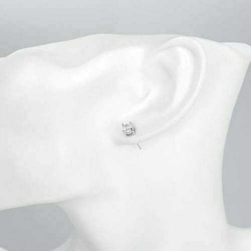 Sterling Silver Round Shaped Stud Earrings Cubic Zirconia 4mm Silver Round CZ