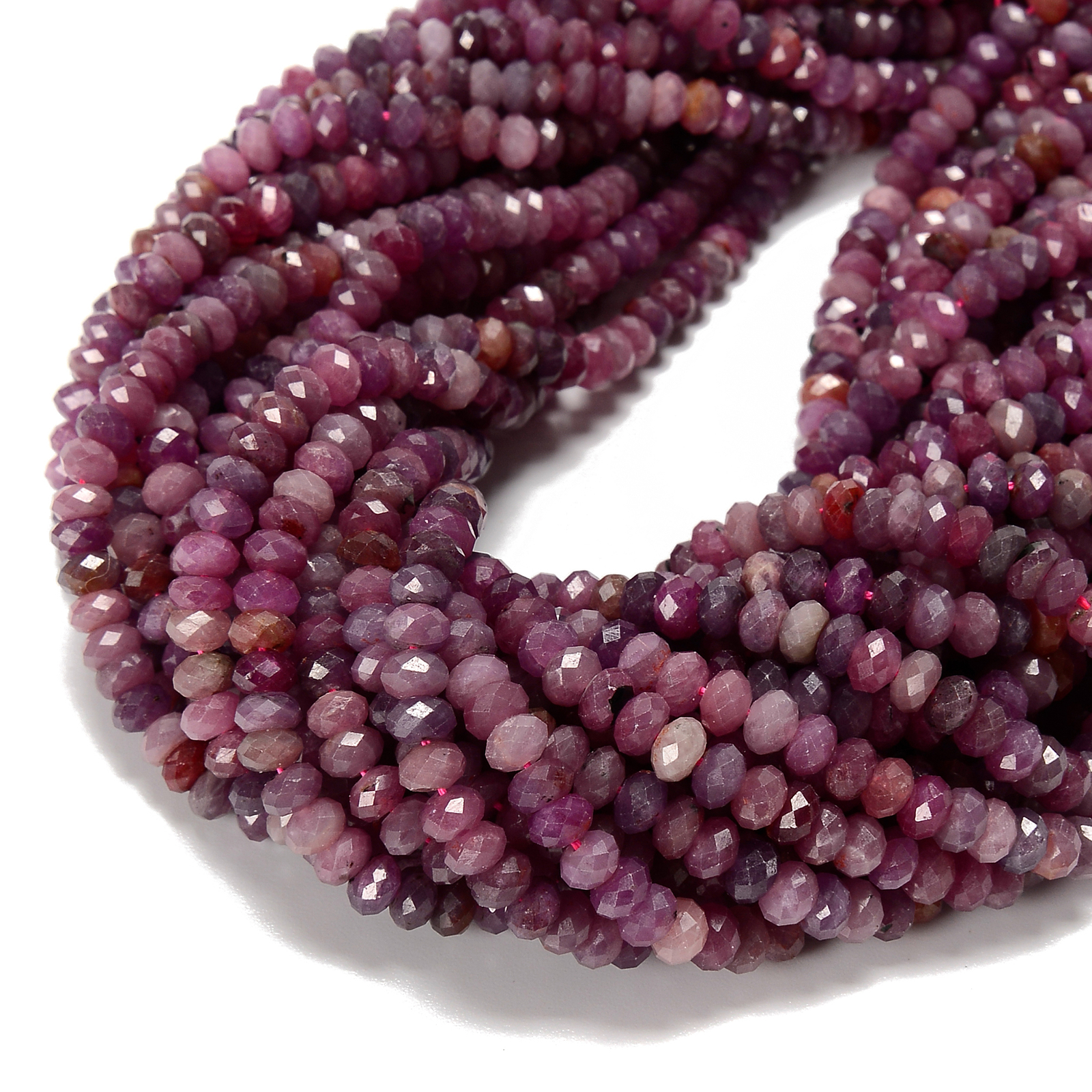 Natural Ruby Faceted Rondelle Beads Size 3x5mm 3x6mm 4x6mm 4x7mm 15.5” Strand