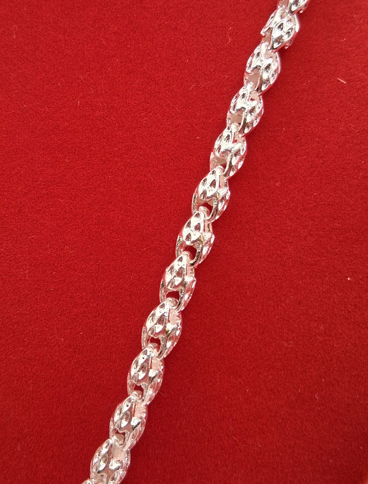 Sterling Silver Bamboo Link Necklace 24 Inch 5mm