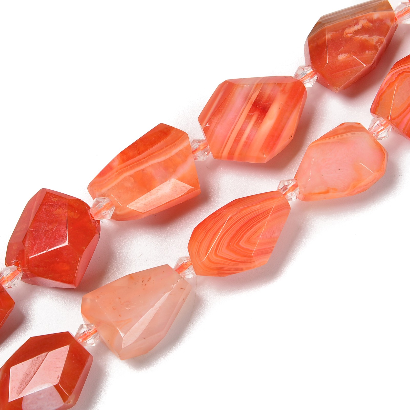Red Botswana Agate Faceted Nugget Chunk Beads Size 15-20mm 15.5” Strand
