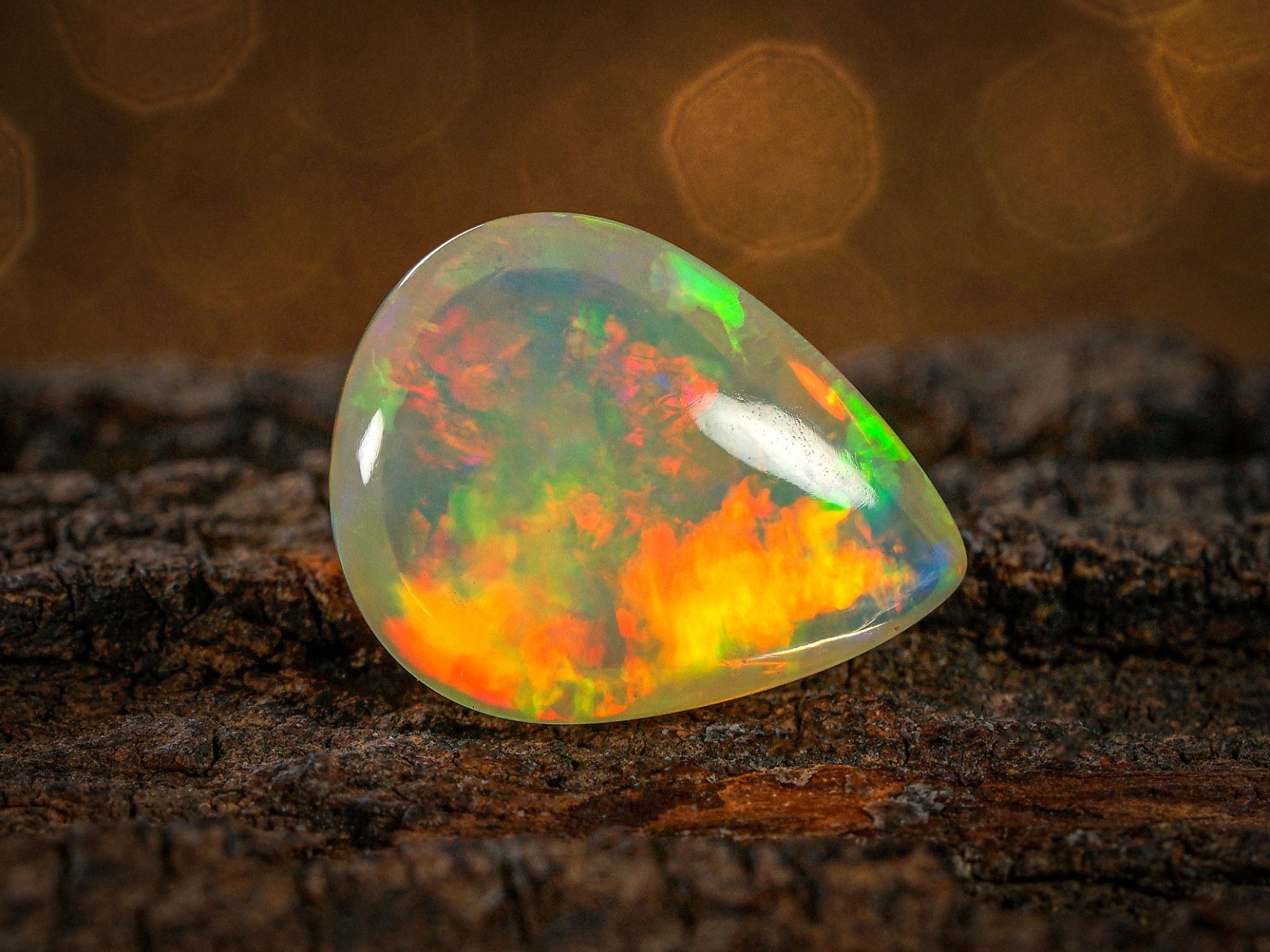 4.40 Carat Ethiopian Fire Opal Cabochon 14x10x6 MM Pear Shape Welo Fire Opal
