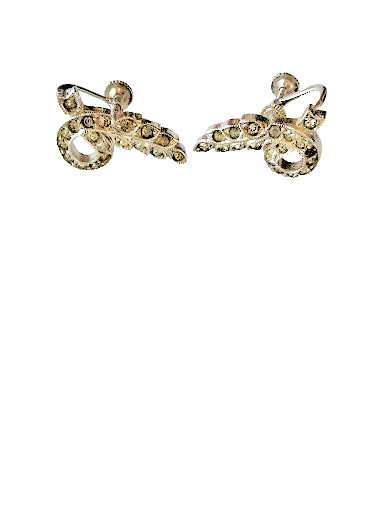 Vintage Art Deco Rhinestone Screwback earrings Mid Century Silver Tone Wings