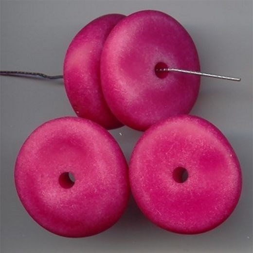 12 VINTAGE PINK MATTE WASH ACRYLIC 9x28mm. NUGGET DISC BEADS 5736