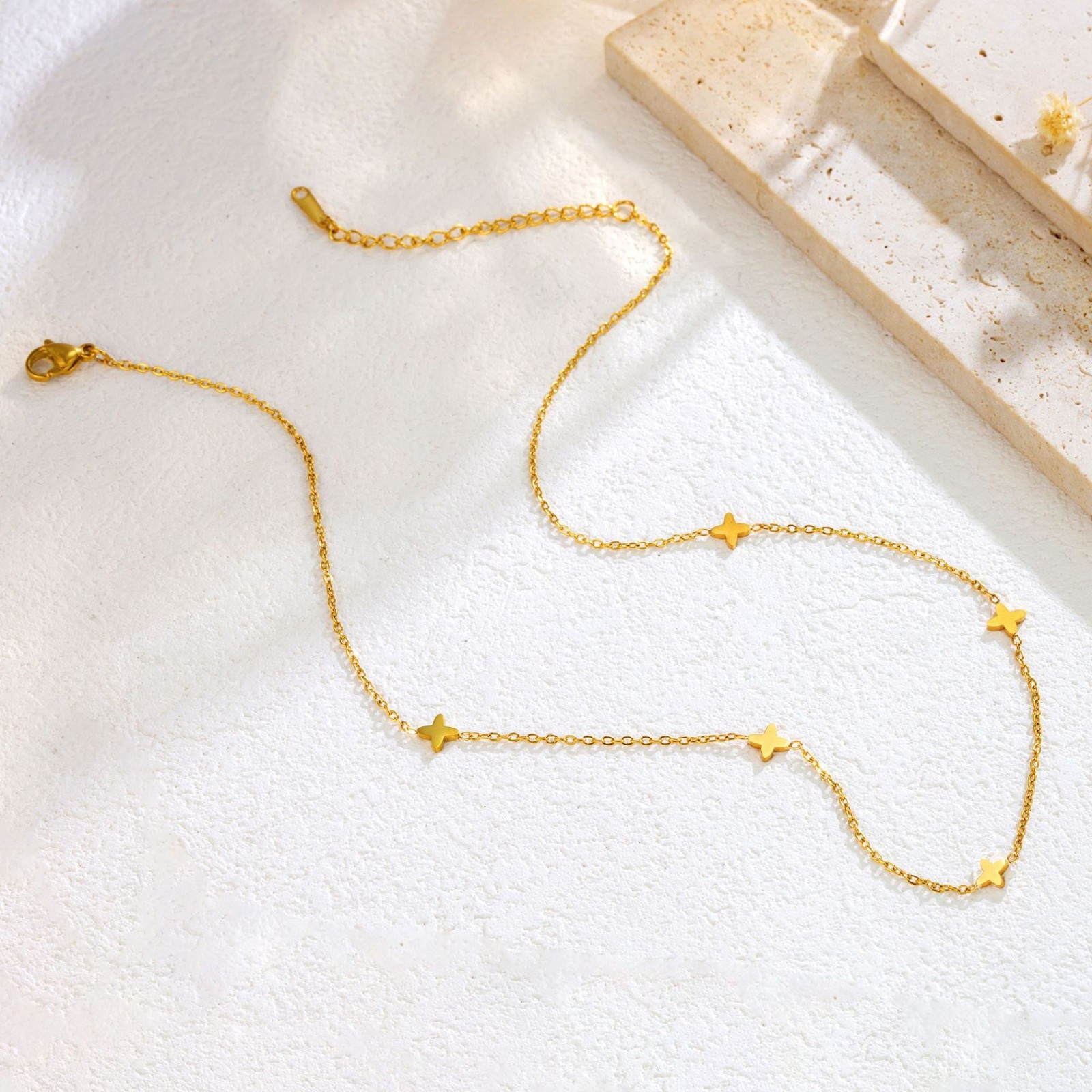 Women 14K Gold Stainless Steel Star Chain Necklace Choker Gift AG