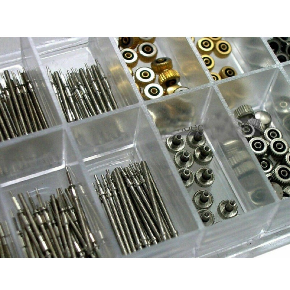 144 Pcs New Watch Stem+Watch Crown Parts Box Set For Ladies And Quartz Watches