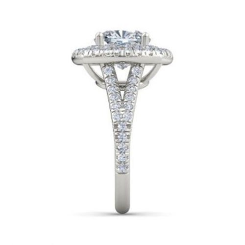 Cushion cut Lab Grown Diamond Wedding Ring 14K White Gold 2.50 Carat