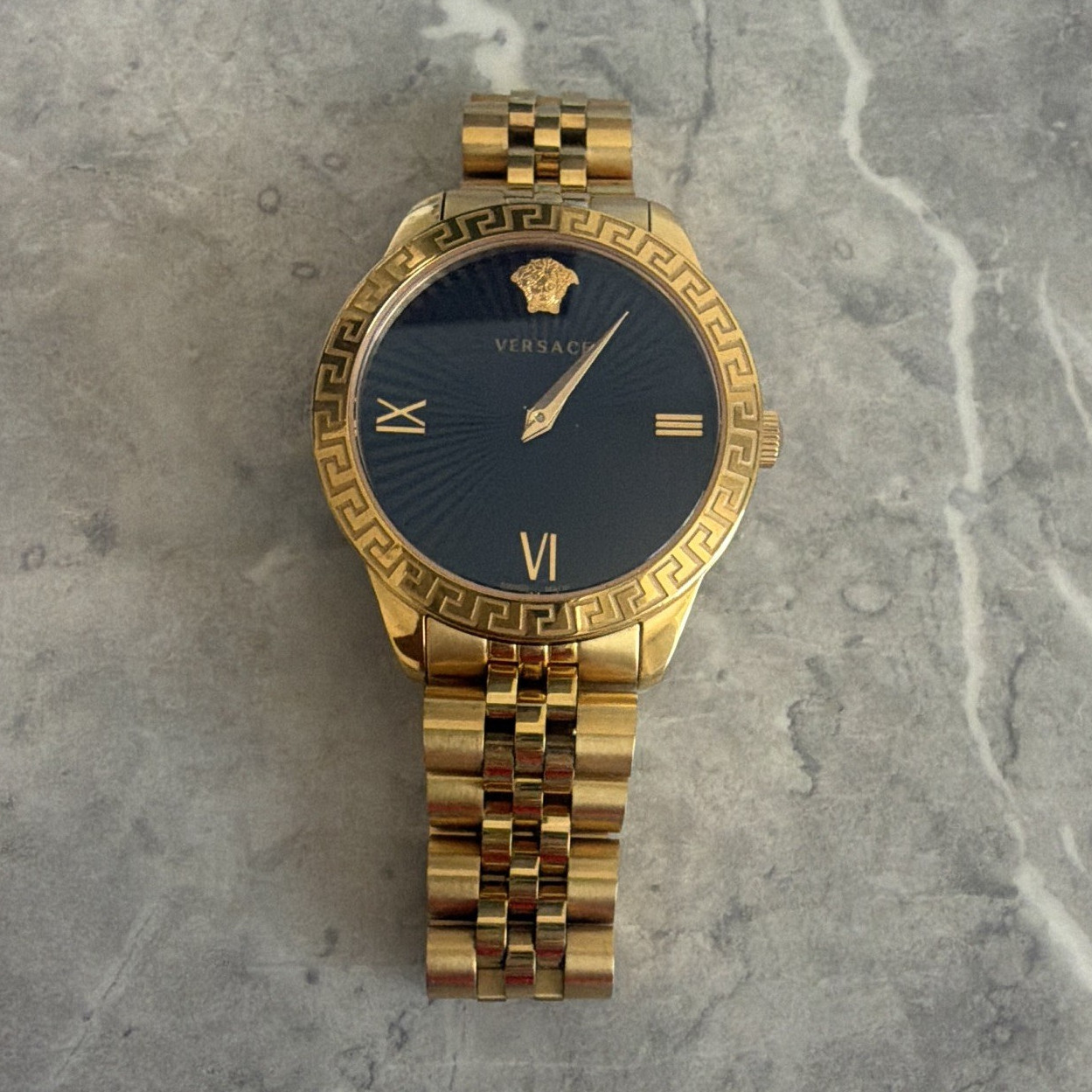 Versace Palazzo Empire Women’s Quartz Wristwatch Gold Bracelet Black Dial