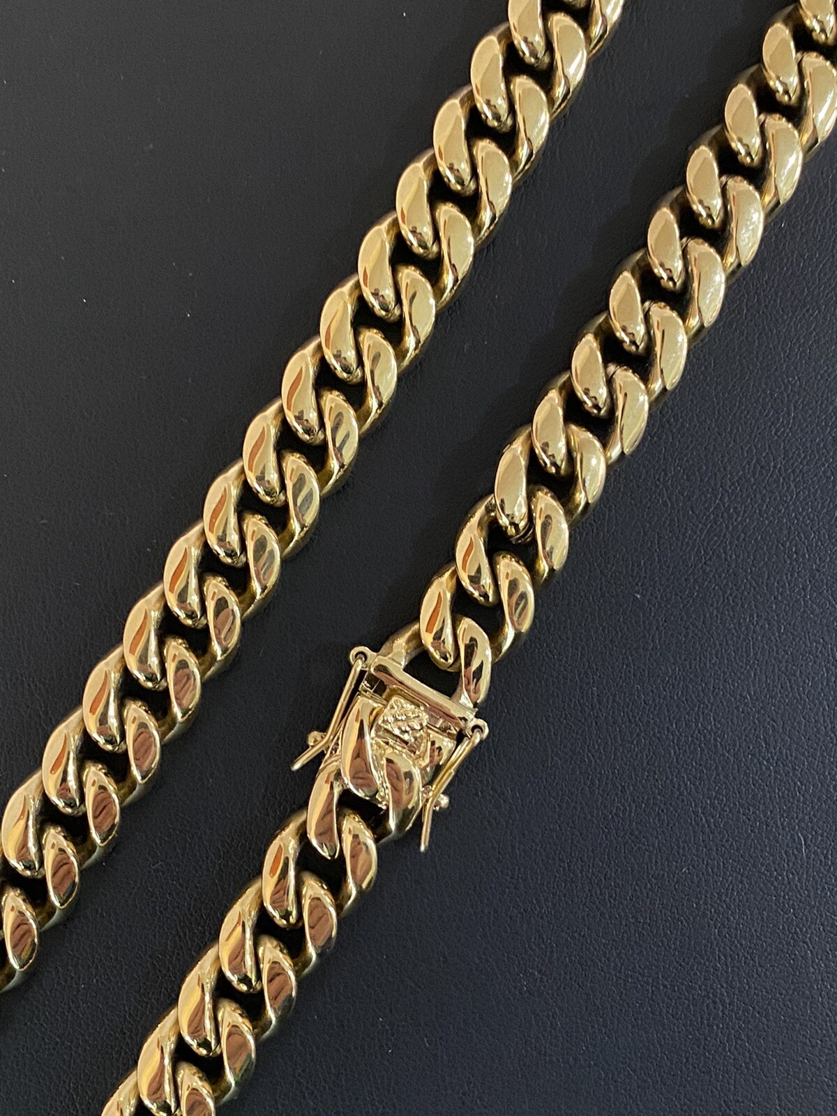 Real Solid 14K Gold Over Stainless Steel Miami Cuban Link Chain Necklace Choker