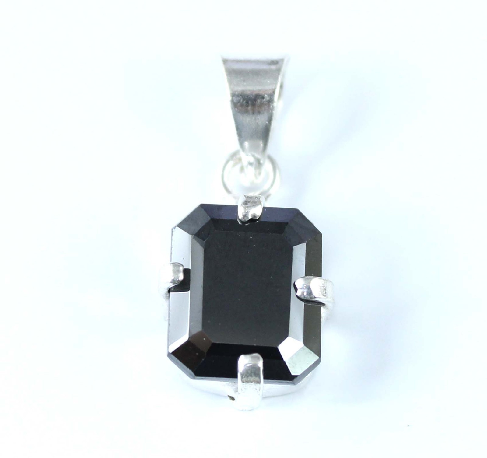 Emerald Cut Black Diamond Solitaire 6.80 Carat Certified Prosperity Pendant
