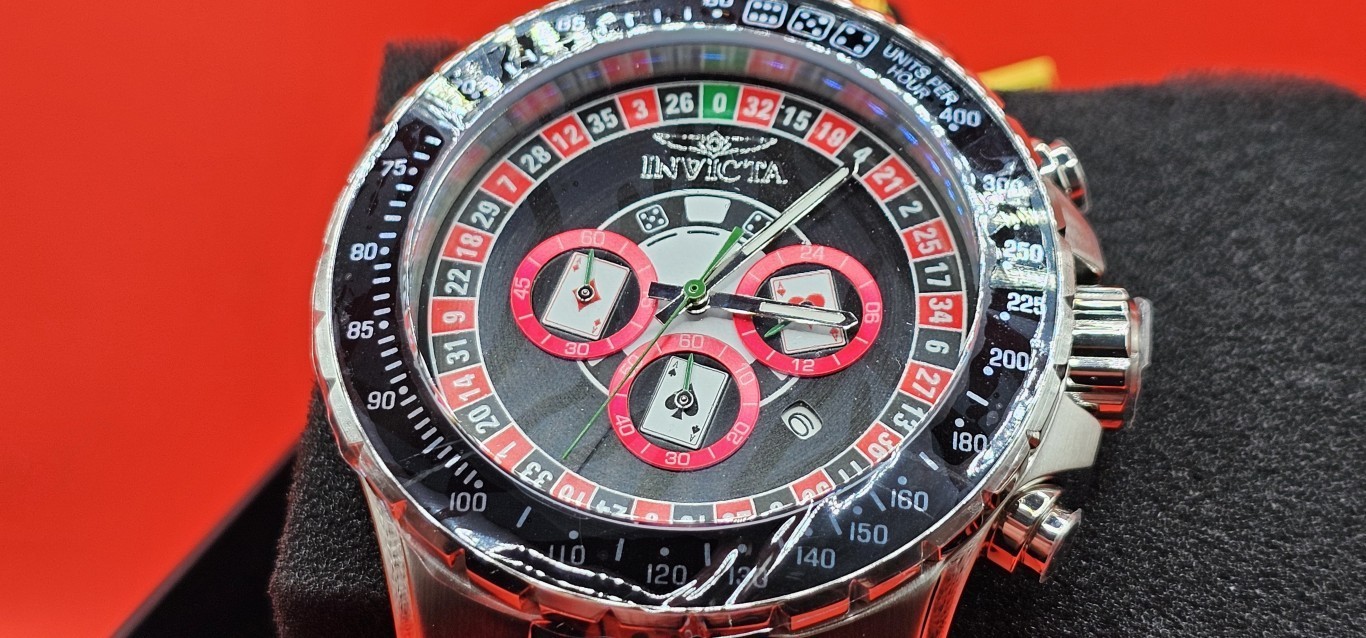 49850 – Invicta Aviator Monte Carlo Men’s Watch 50mm, Black w/Red Roulette dial