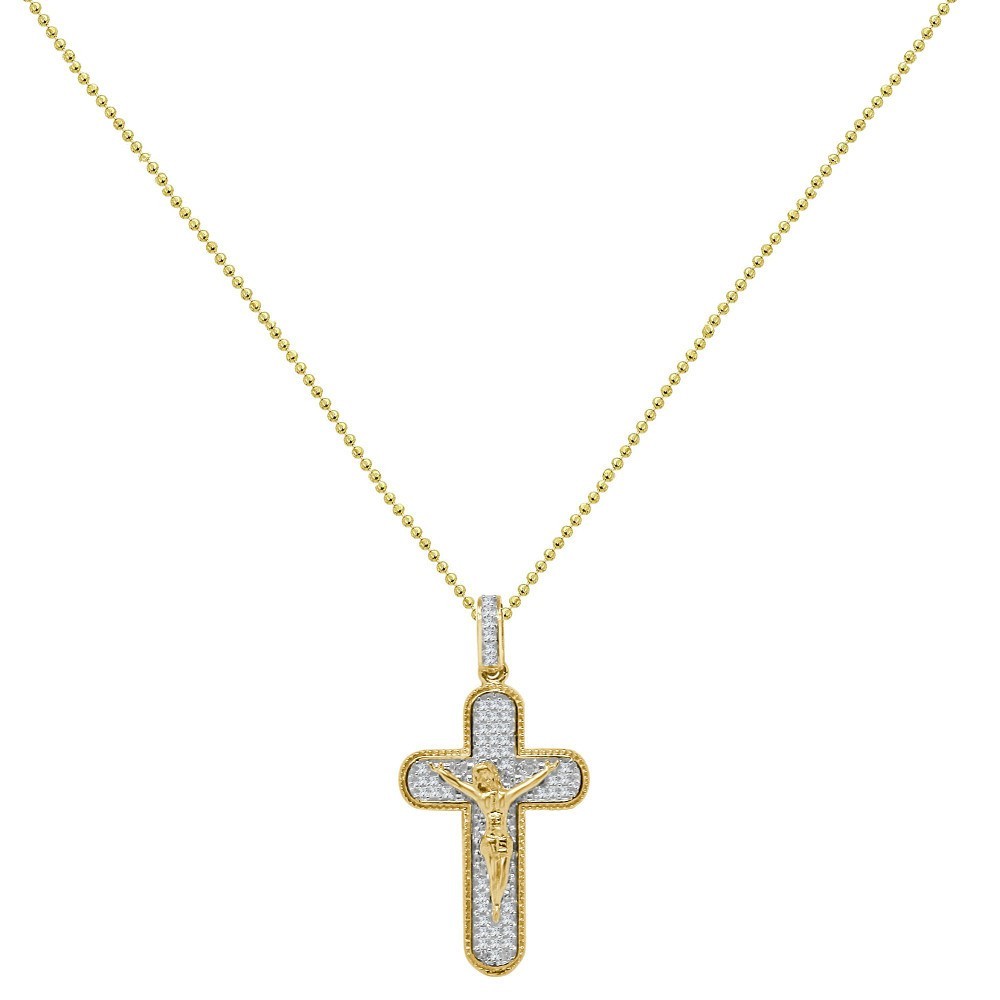Real Authentic Natural Diamonds Jesus Crucifix Cross Pendant Charm Small 1.35″