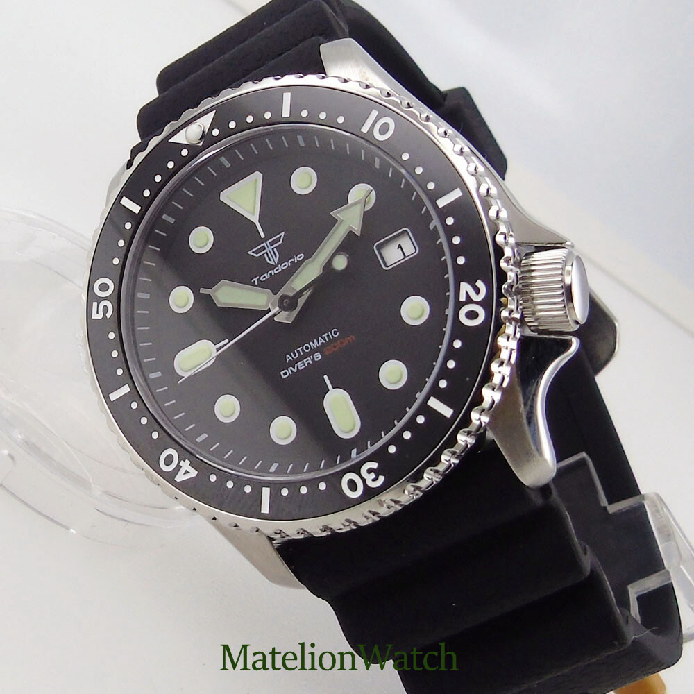 41mm 20ATM NH35A Diving Men’s Watch Black Dial Sapphire Crystal 200M Waterproof