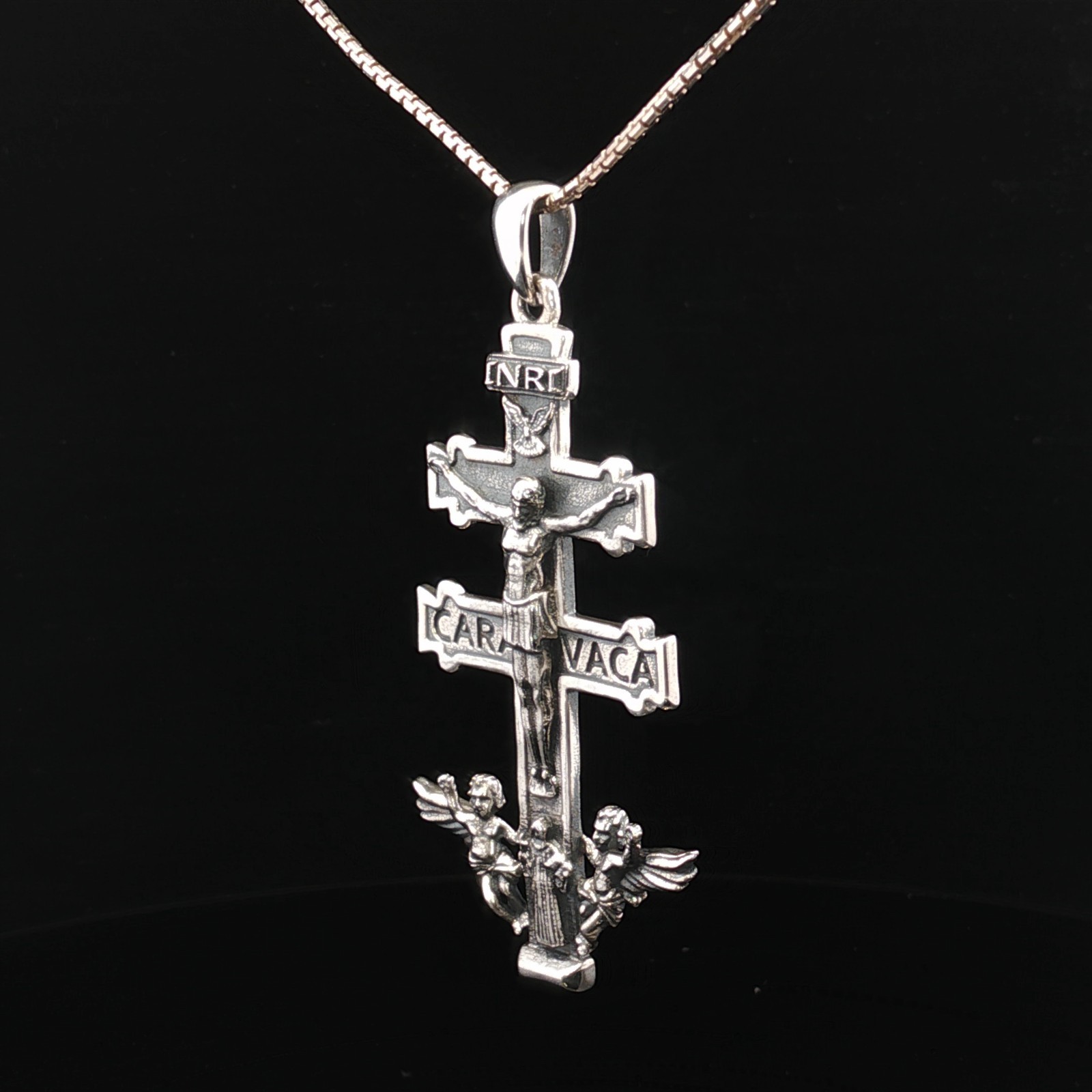 925 Sterling Silver Devotional Caravaca Crucifix Necklace