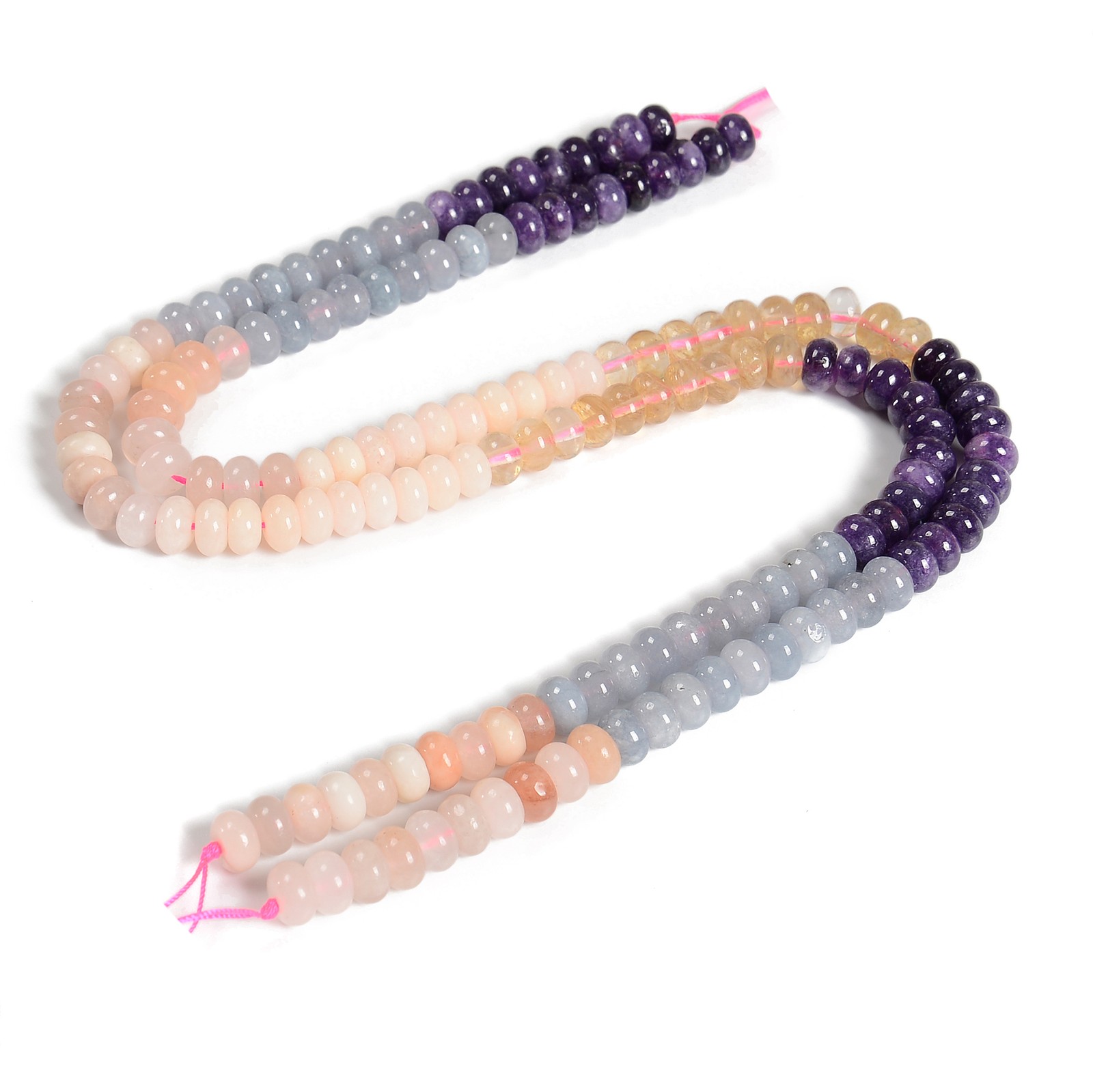 04-Multi-color Gemstone Smooth Rondelle Beads Size 5x8mm 15.5” Strand