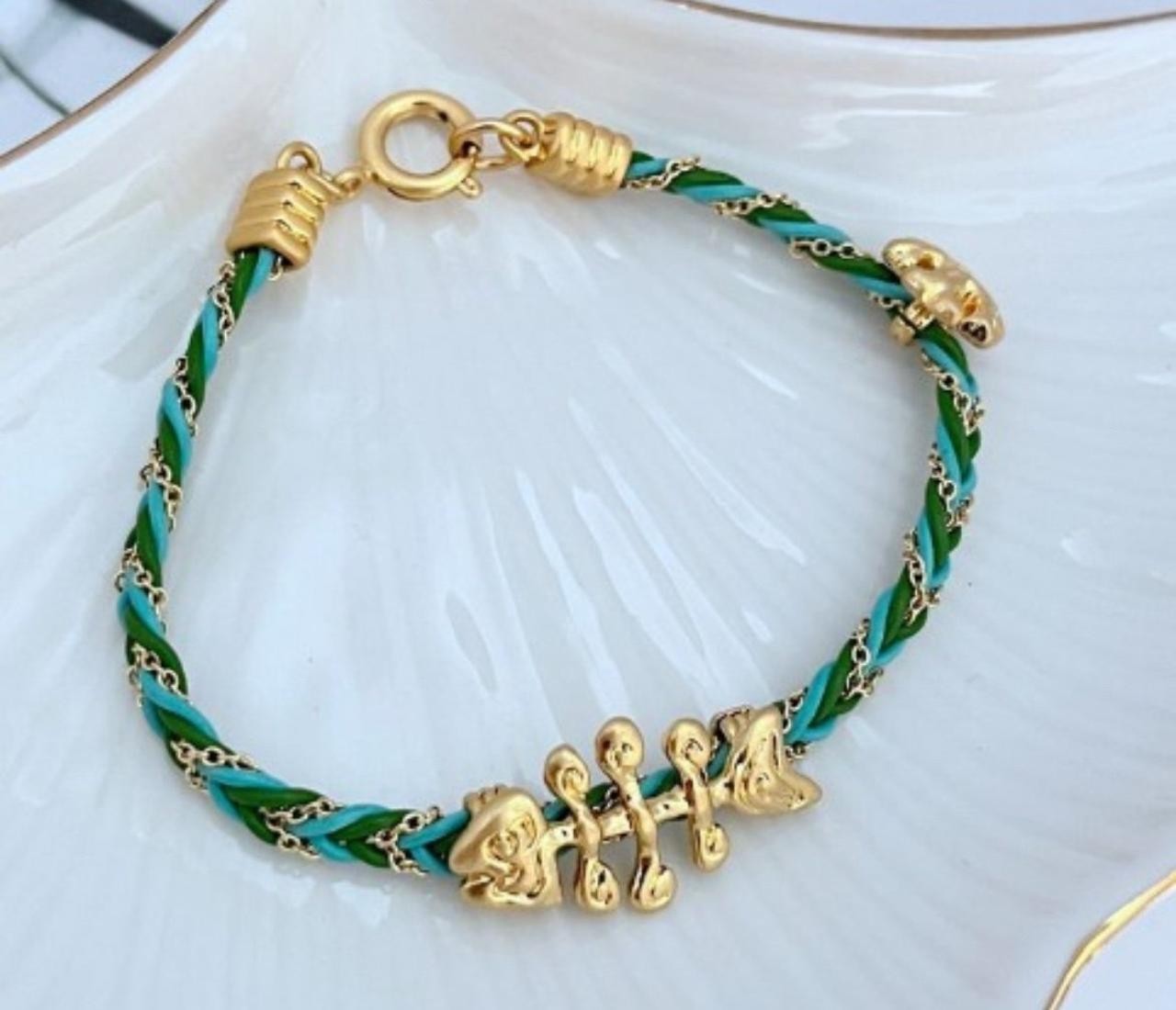 New Tory Green Fish Roop Bracelet with Jewelry Pouch Size:18cm