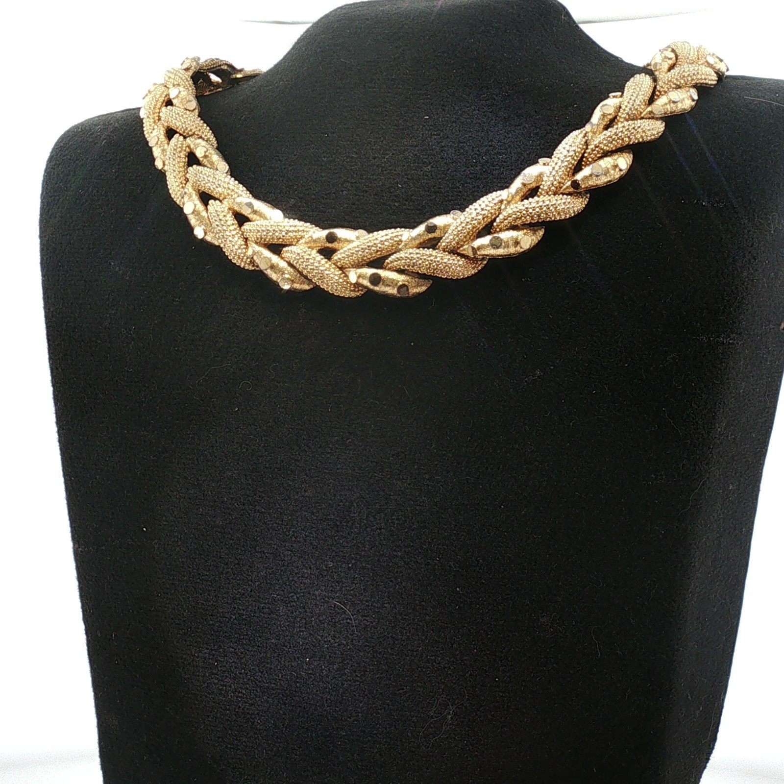 Signed Boucher Gold-Tone Woven Link Necklace Vintage Elegant Jewelry