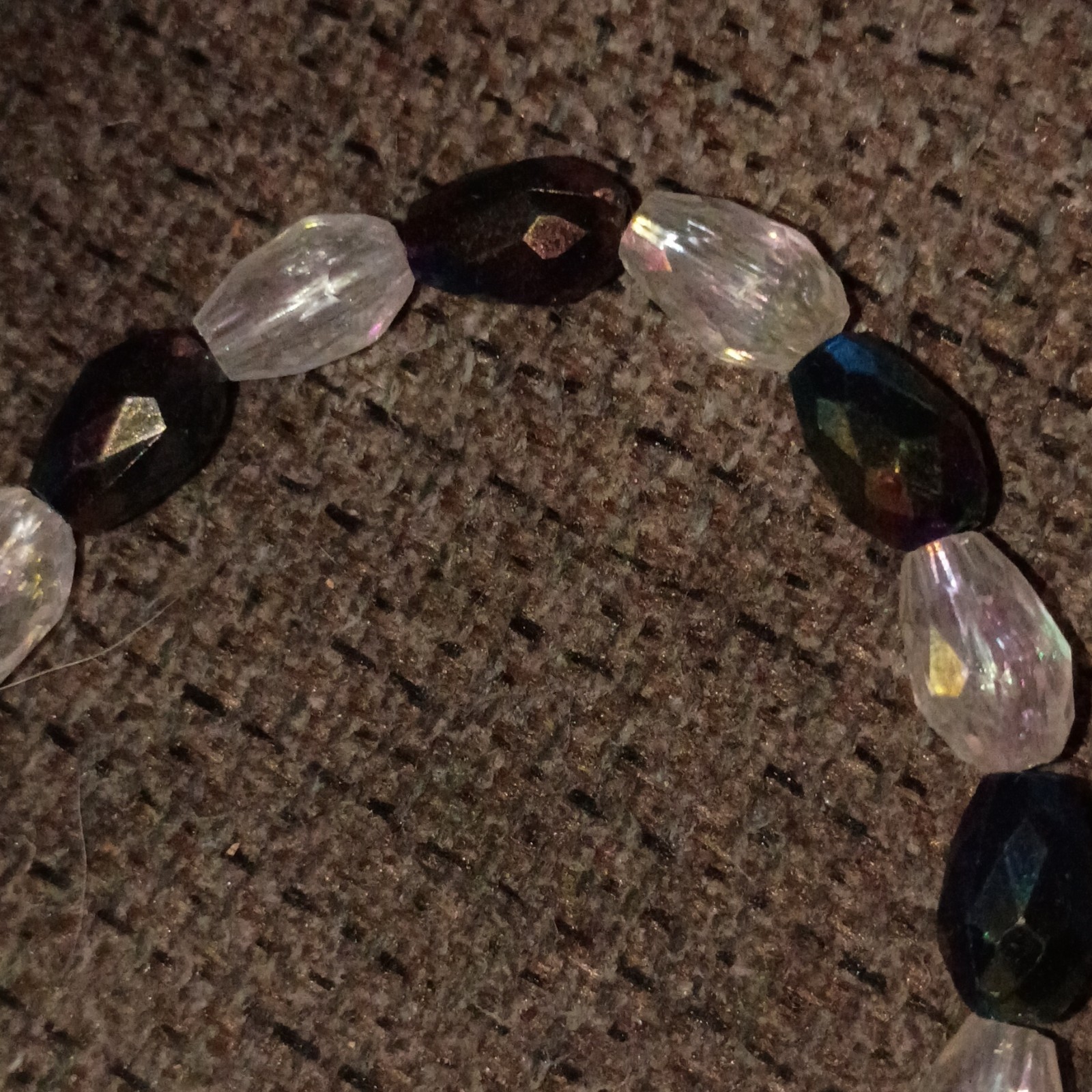 Multicolor Faceted Crystal Oval Beaded Stretch Bracelet No Closure
