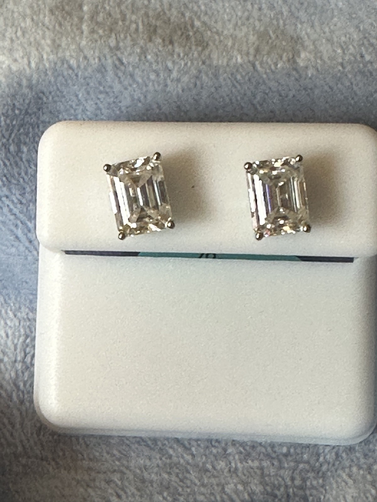 925 sterling silver emerald cut moissanite earrings