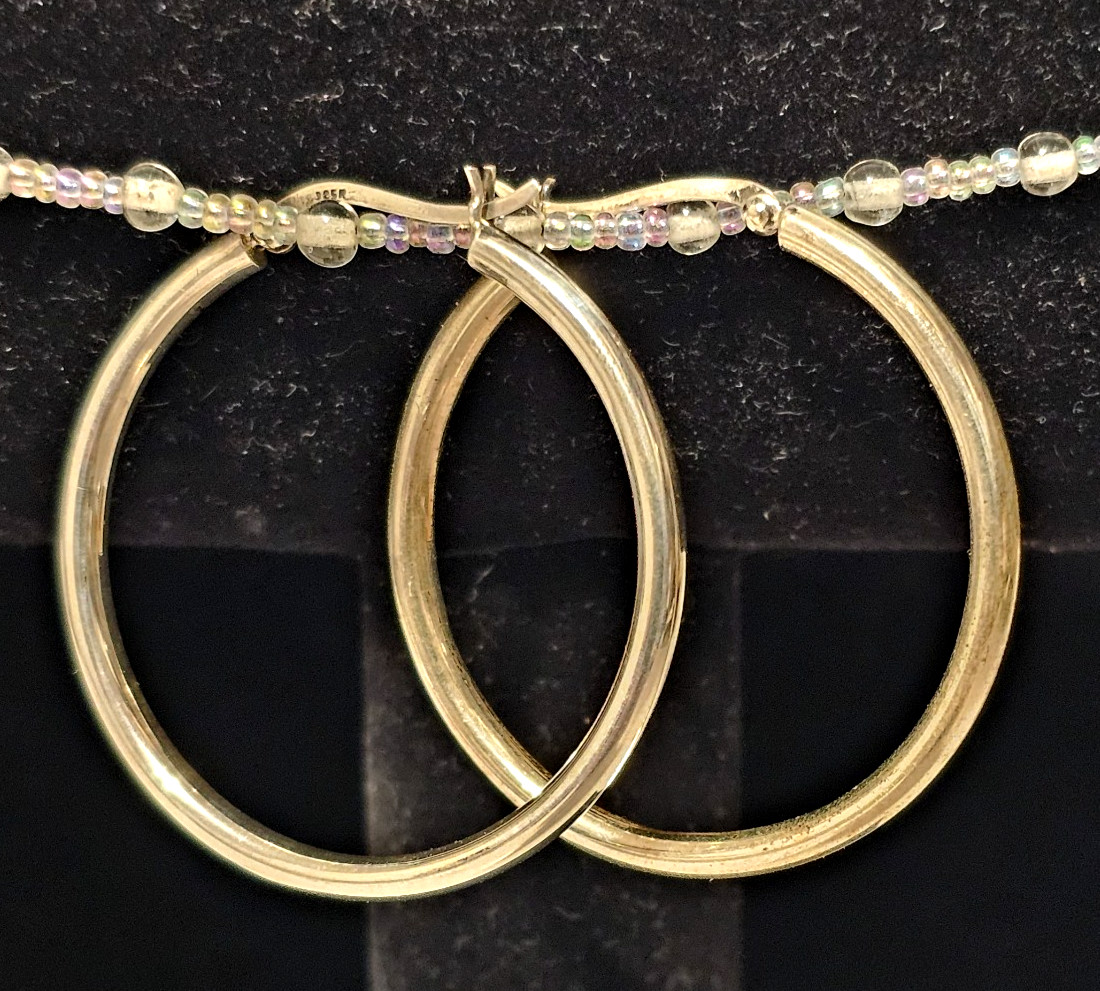 1.5″ 925 Silver Hoop Earrings Lever Back Wire One Polished One Left For Buyer 2g
