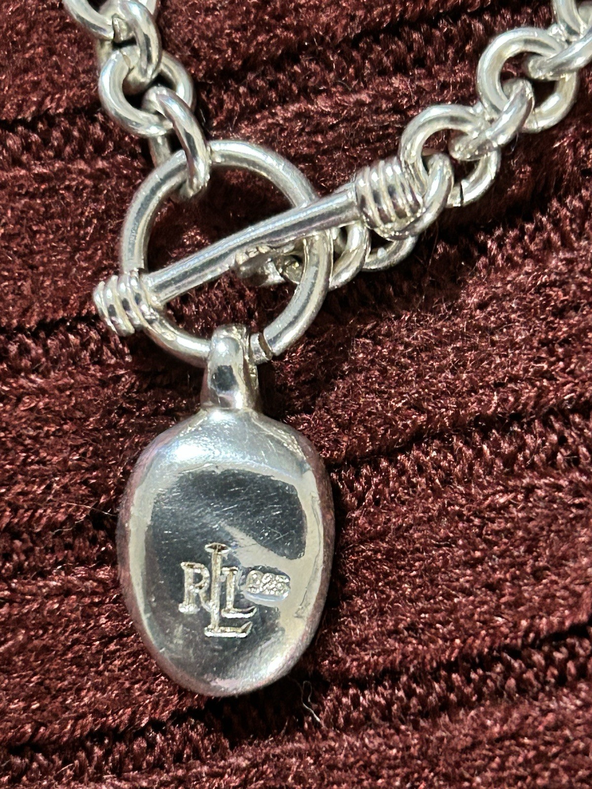 Solid sterling silver Vintage Ralph Lauren Toggle clasp Choker 16”-35.8 gms