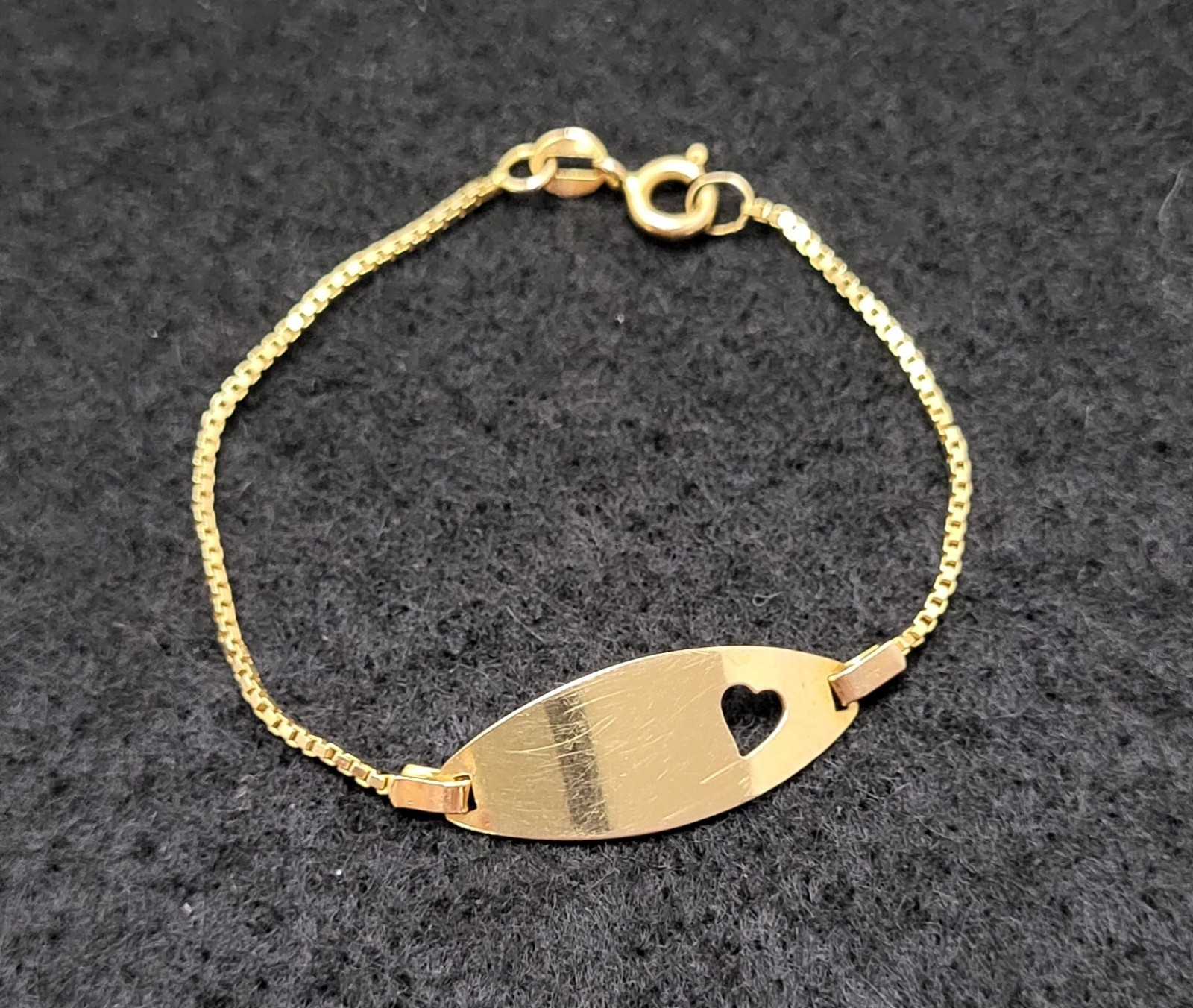 Vintage 14k Italy Solid Yellow Gold ☆Childs ID Bracelet ☆5.75″ ☆Excellent