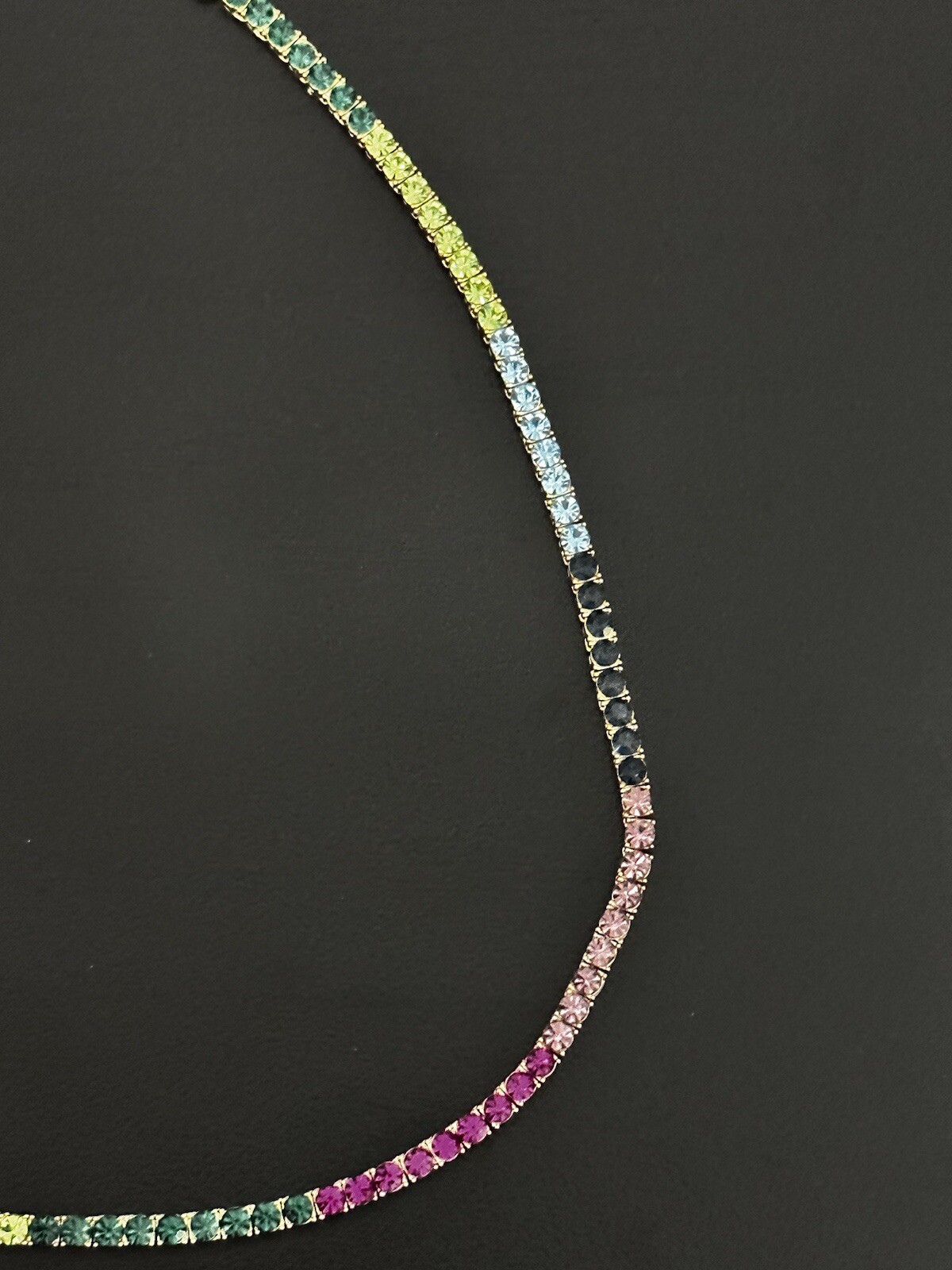 On 34th GoldTone Multicolor Crystal All-Around Tennis Necklace, 16″+2”ext $49.50